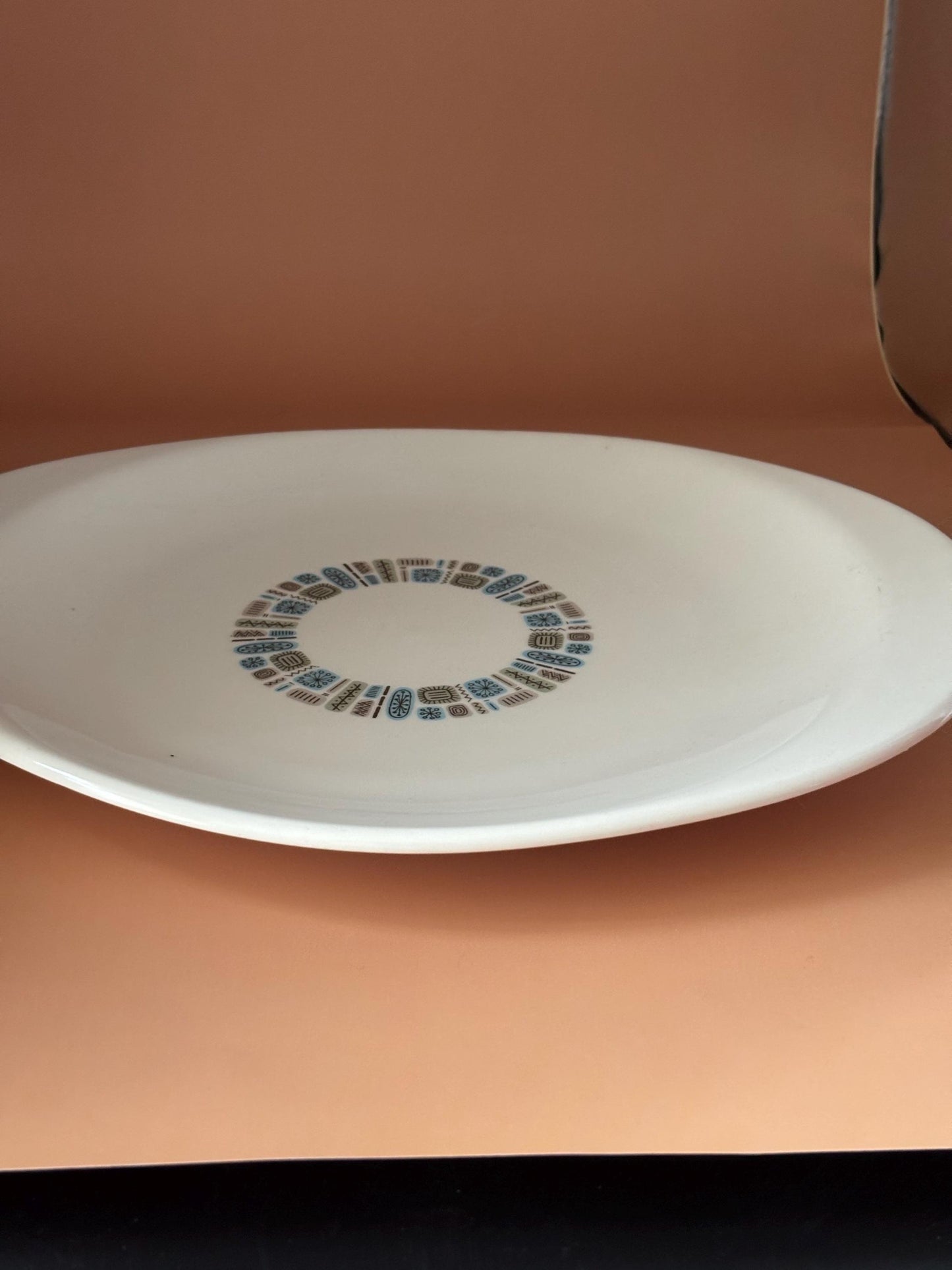 Vintage Canonsburg Pottery Temporama Pattern Large Platter Dinner Tray Lover Antiques and Vintage