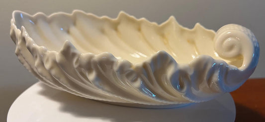 Vintage Lenox Porcelain Nut Bowl: Cream Acanthus Leaf Dish, Made in USA