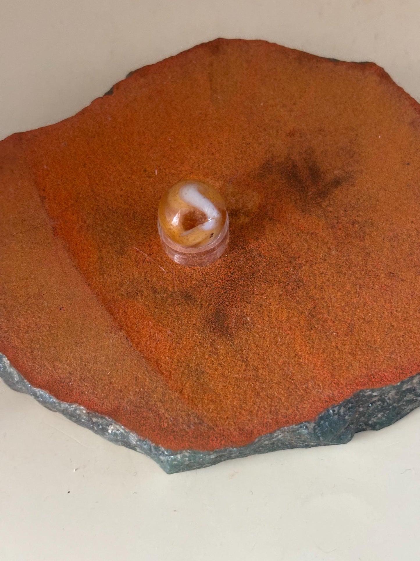 Vintage Caramel and White West Virginia Swirl Glass Marble Lover Antiques and Vintage
