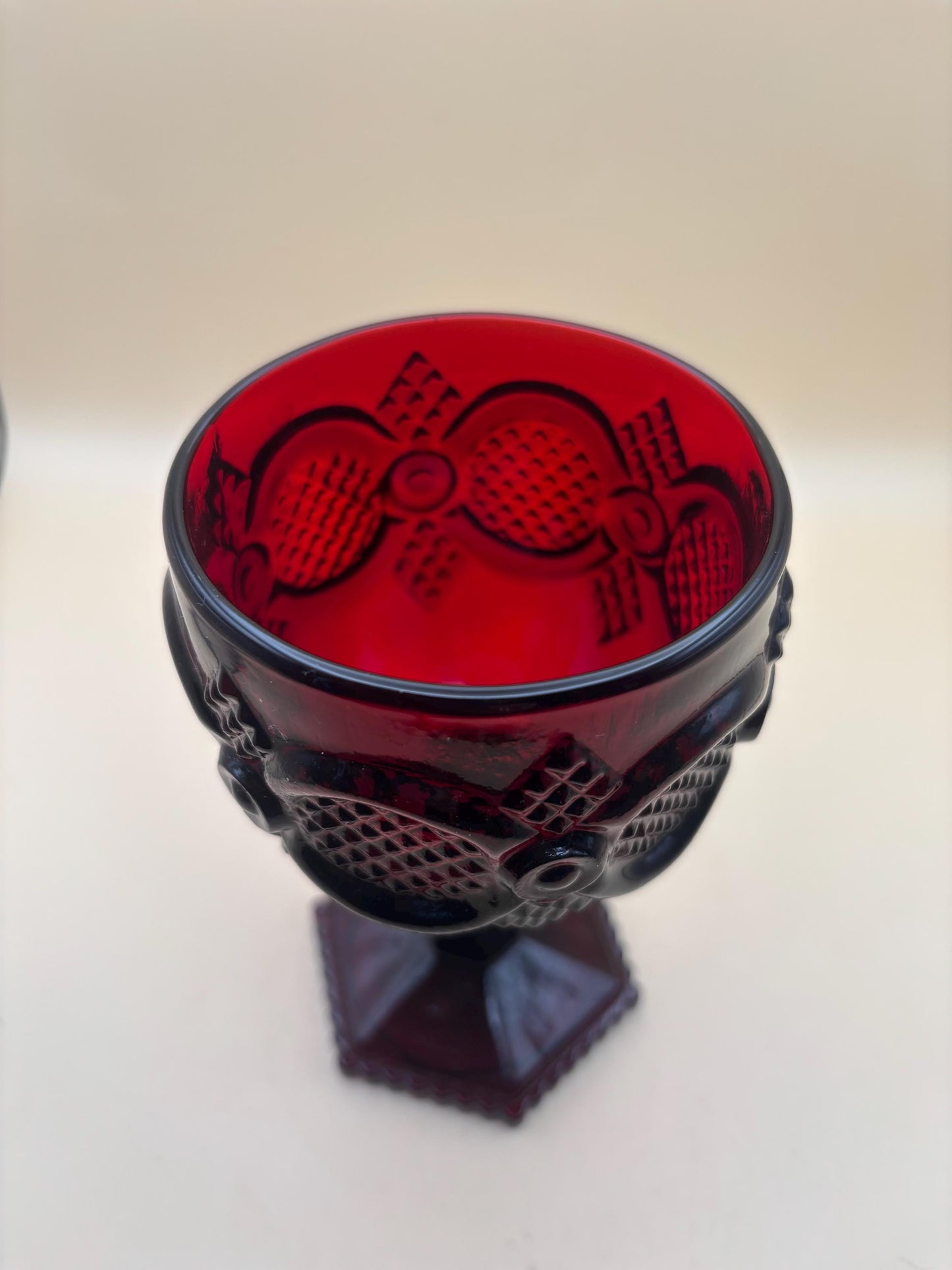 Vintage Avon Goblet Ruby Red Glass Wine Cup Red Glass Lover Antiques and Vintage
