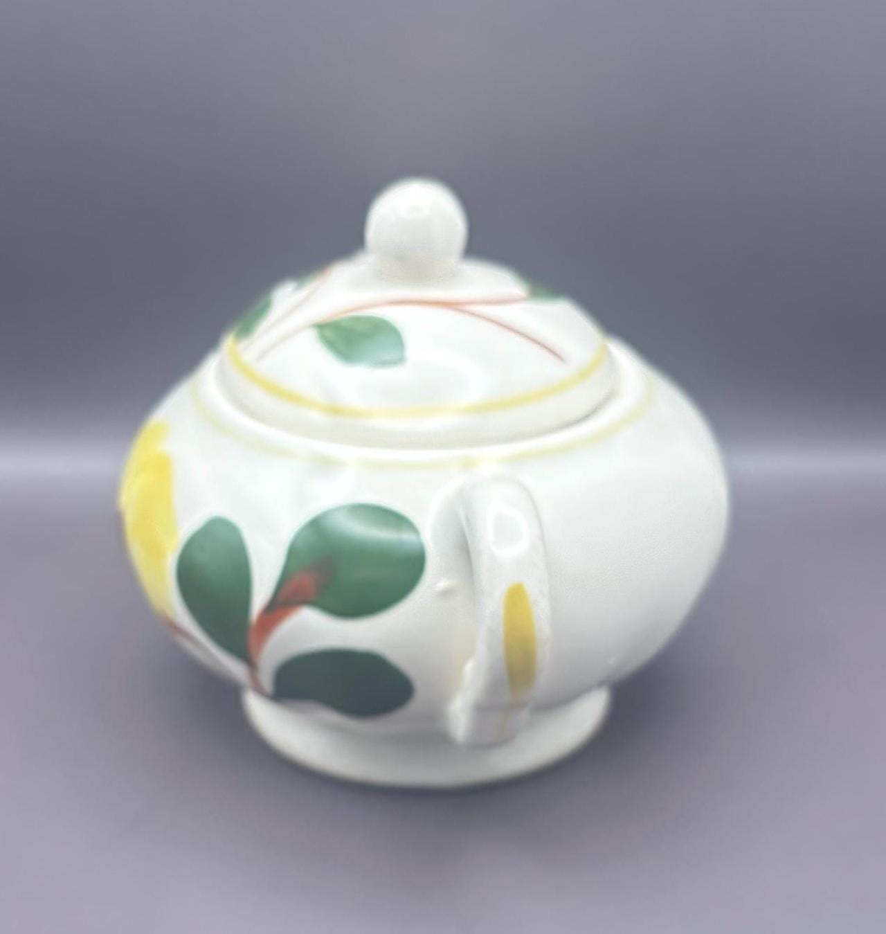 Blue Ridge Pottery Sugar Bowl with Lid, Yellow Nocturne Ridge Daisy Floral, Southern Potteries, Lover Antiques and Vintage