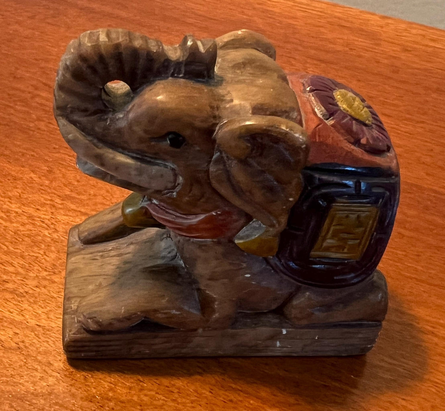 Vintage Elephant Hand Carved Soap Stone Seal kneeling figurine with trunk up Lover Antiques and Vintage