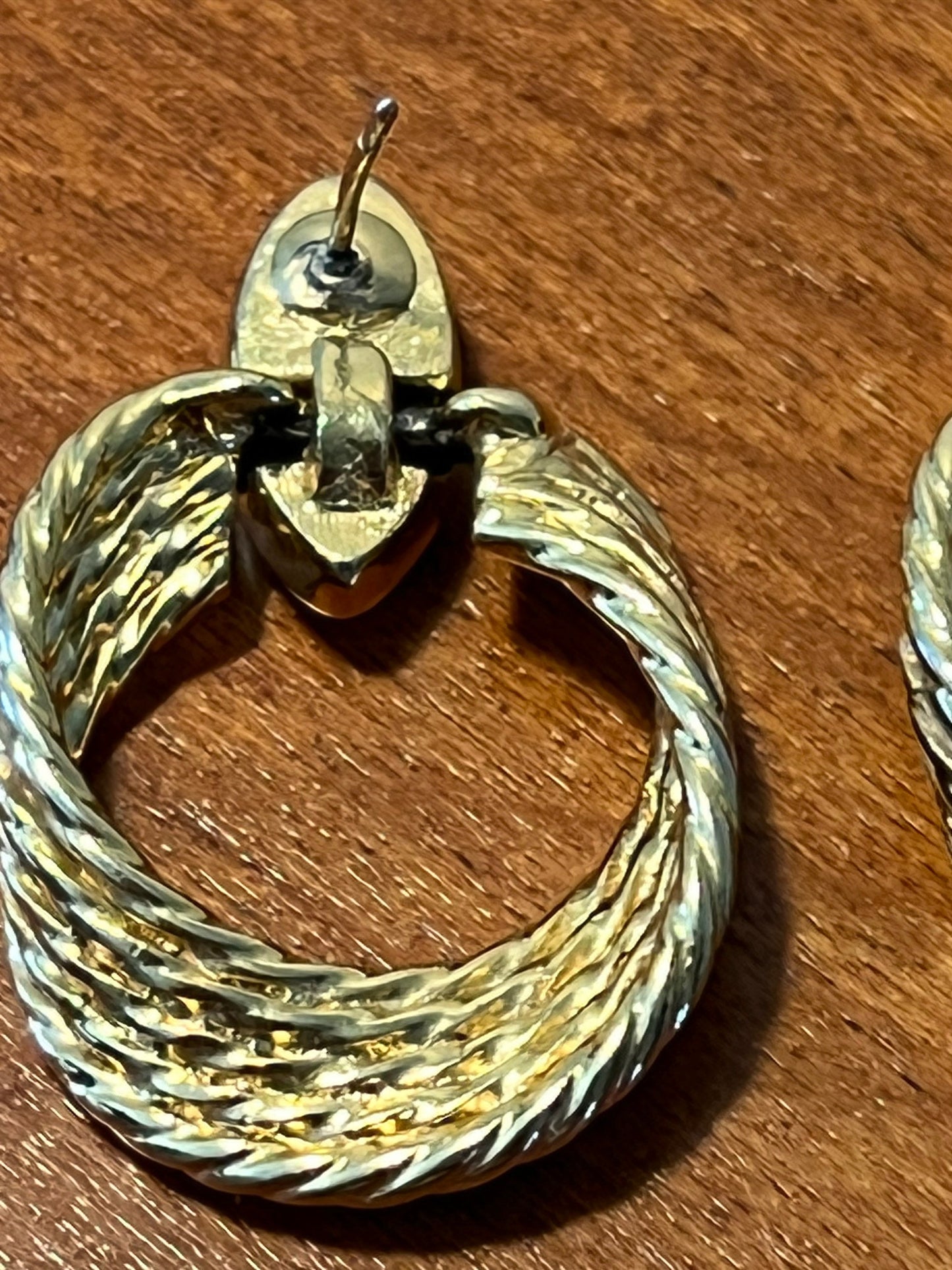 Vintage Classy Twisted Goldtone Roped Loops PIERCED Earrings jewelry
