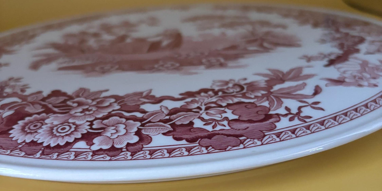 Vintage Spode Girl at Well Cake Plate The Spode Archive Collection Red and White Platter Lover Antiques and Vintage