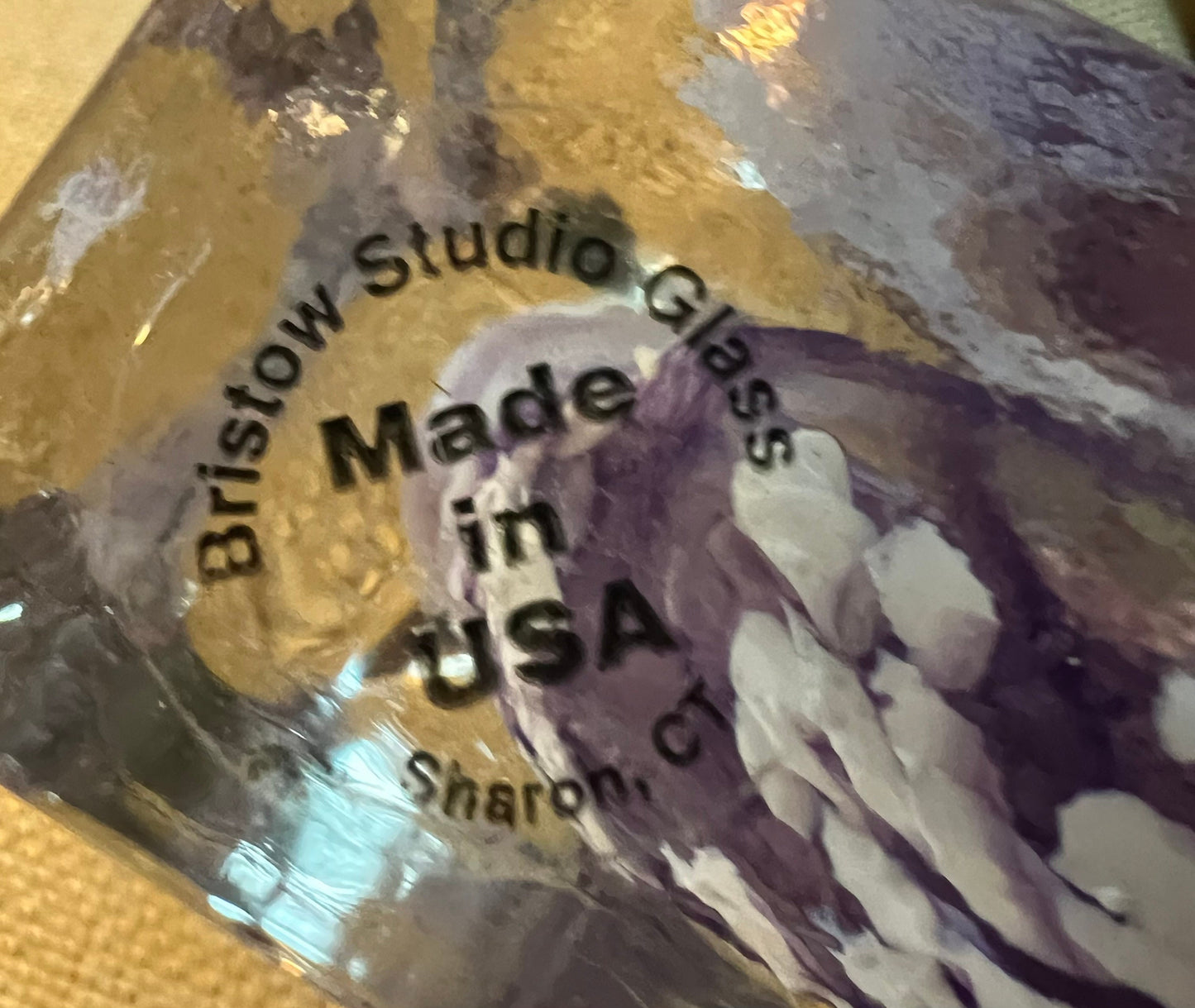 Vintage Purple & White Swirl Glass Pen Holder, Made in USA, Lover Antiques and Vintage