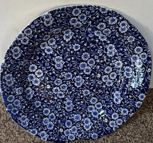 Vintage CALICO Blue Burleigh Dinner Plate Royal Crownford Ironstone England Blue and White Floral Transferware Lover Antiques