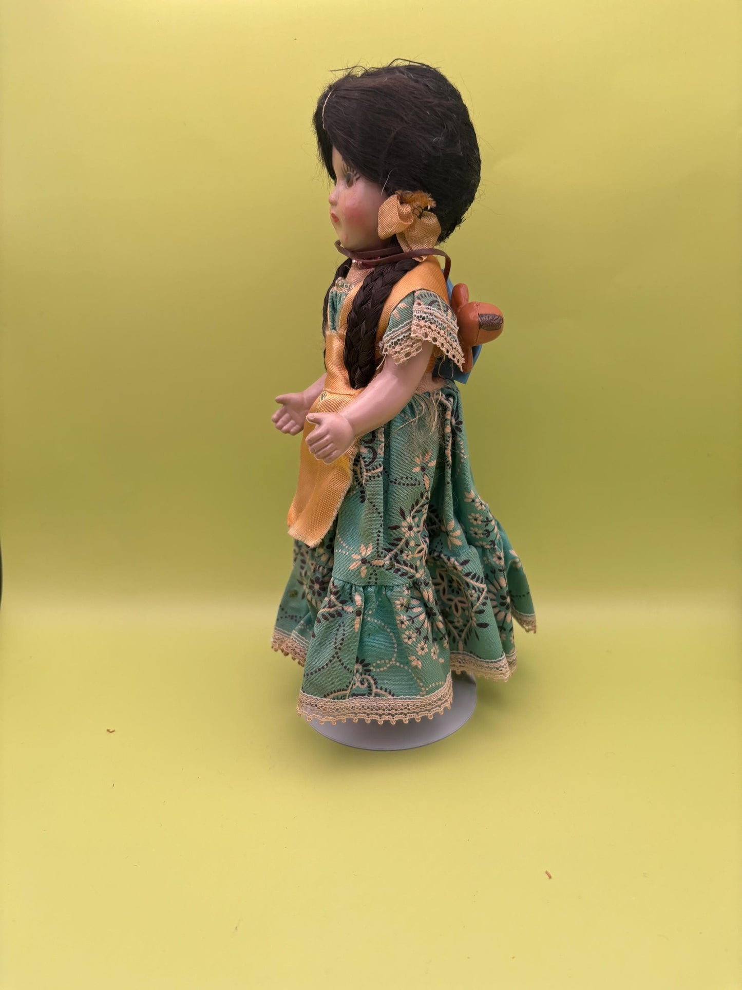 Vintage Pocahontas Folk Art Artist Made Moss Fiber Woman Doll Lover Antiques and Vintage