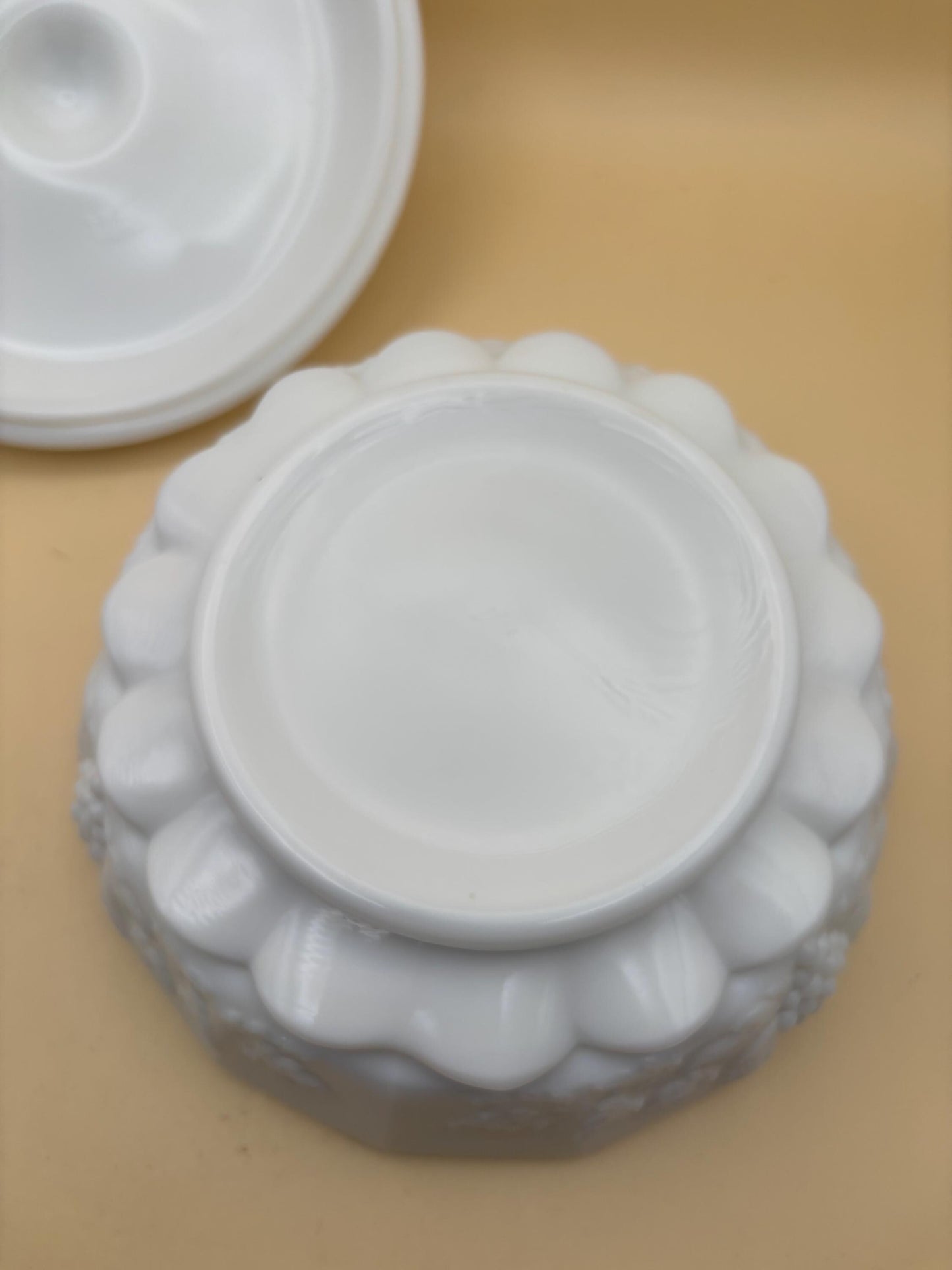 Vintage Westmoreland Paneled Grape Lidded Candy Dish Chocolate Box Milk Glass Lover Antiques and Vintage