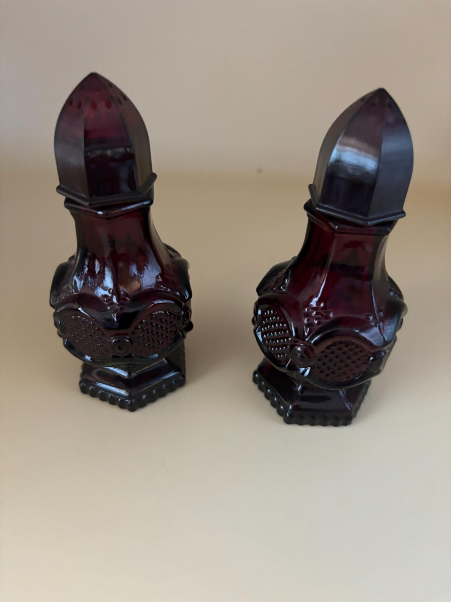 Vintage Avon Cape Cod Ruby Red Glass Salt & Pepper Shakers