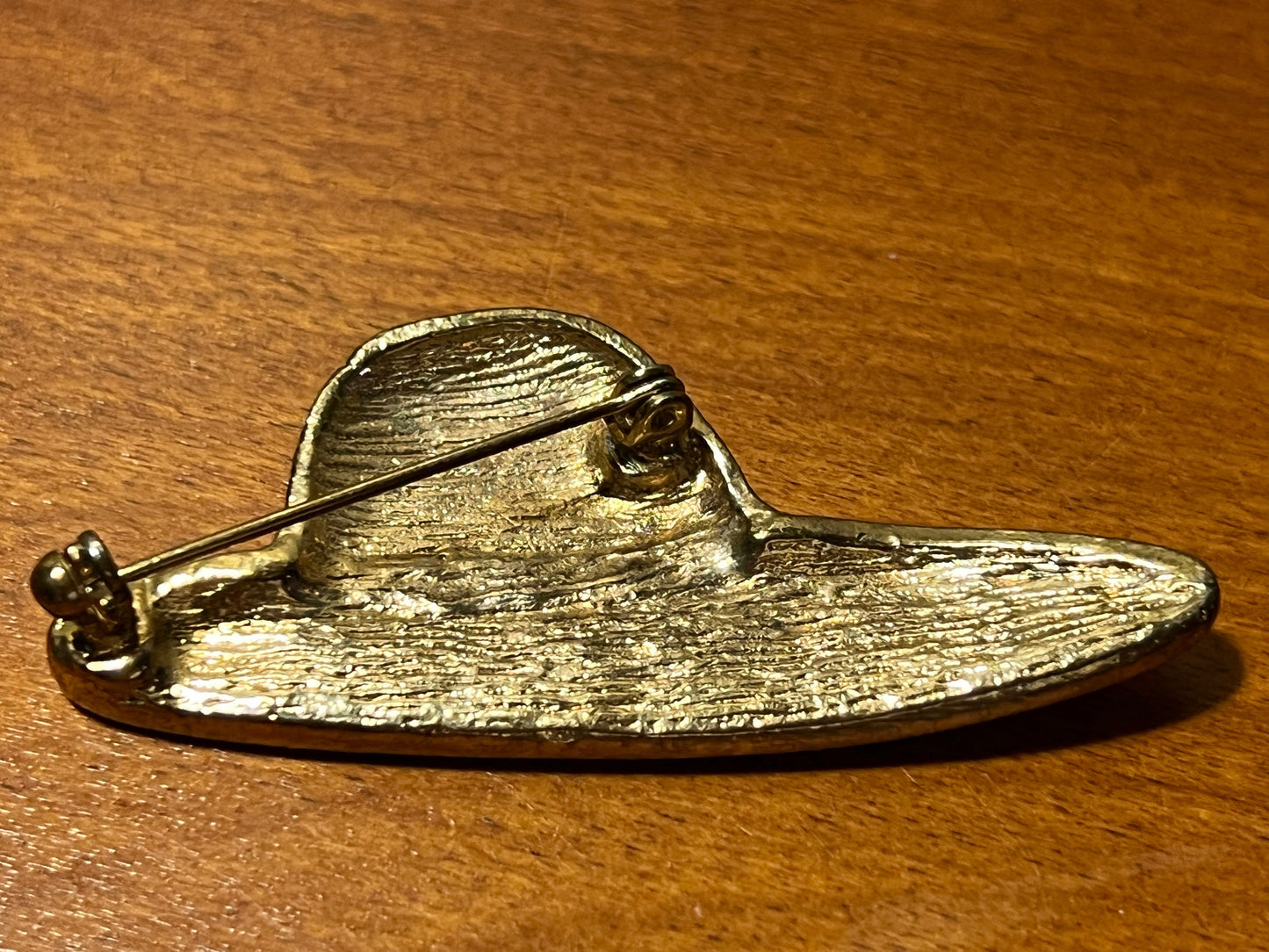 Vintage Red Hat Enamel Brooch: Mid Century Modern 18k Gold Plated Pin