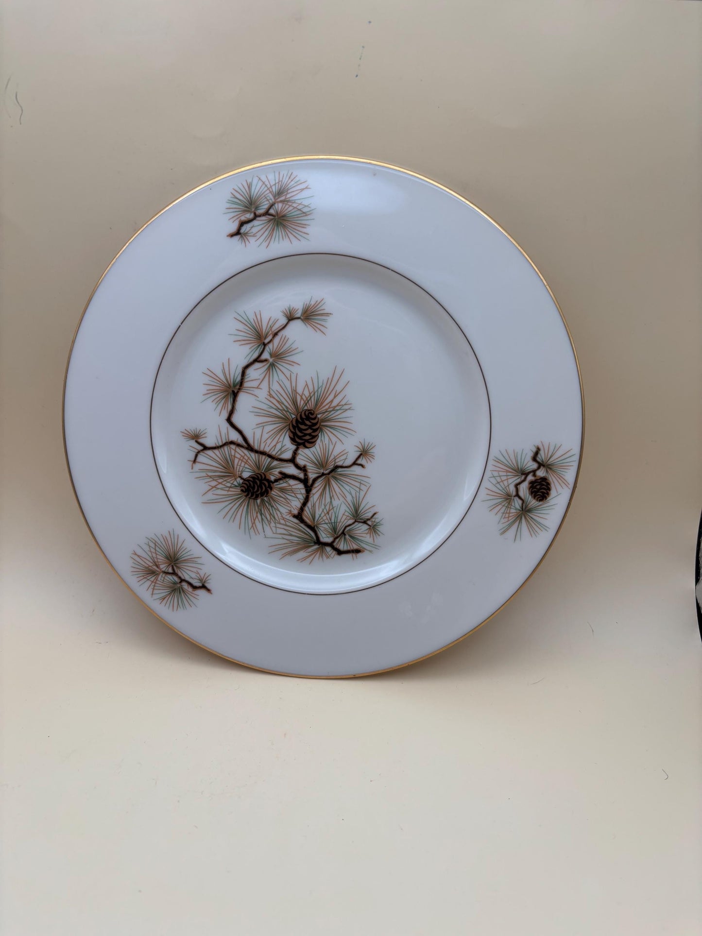 Vintage Lenox Pine Dinner Plate, Bone China, Pine Cones and Needles, Lover Antiques and Vintage