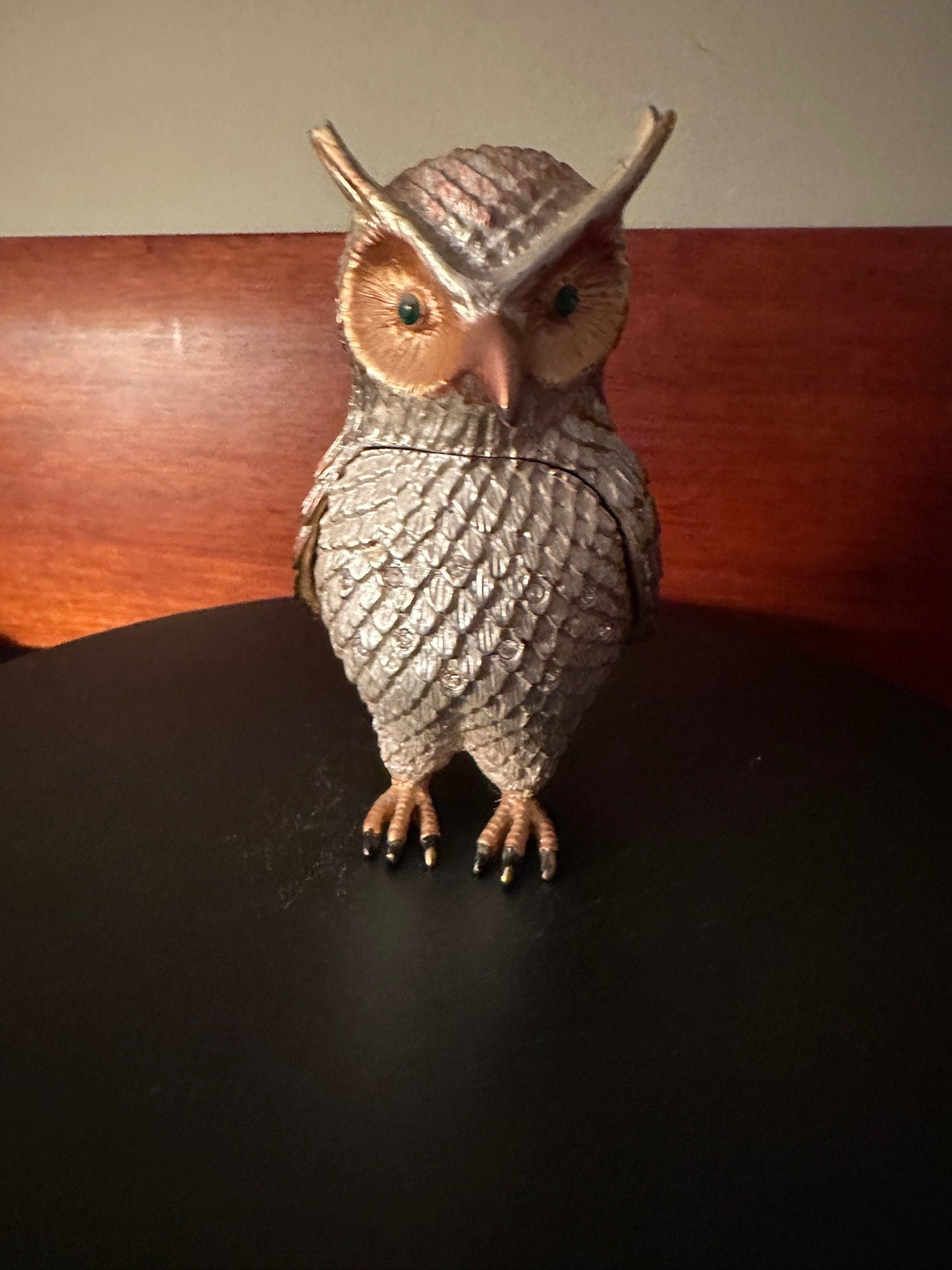 Vintage Silver Tone Metal Owl That Opens Up, Owl Trinket Box, Lover Antiques