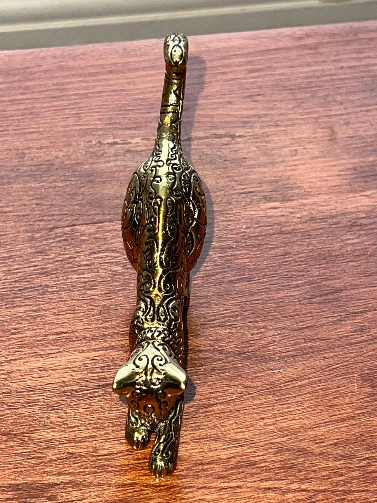 Vintage Brass Leopard Cat Figurine 1986 TFM The Franklin Mint Cats, Lover Antiques and Vintage