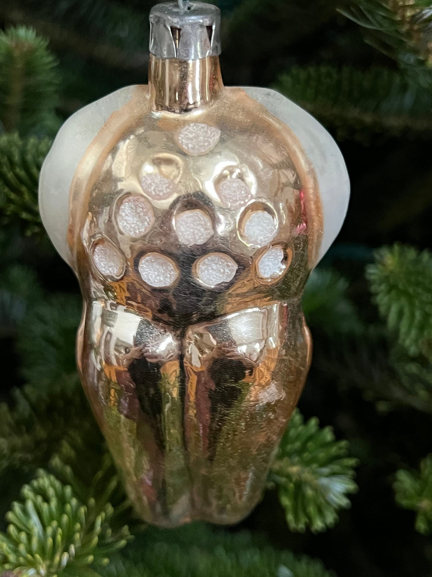 Vintage Hand Blown Glass Owl Ornament: Green Eyes, Made in Germany