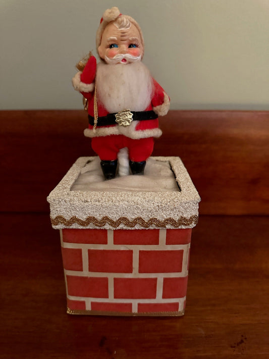Vintage Santa Claus Wind-Up Music Box: Chimney Ornament