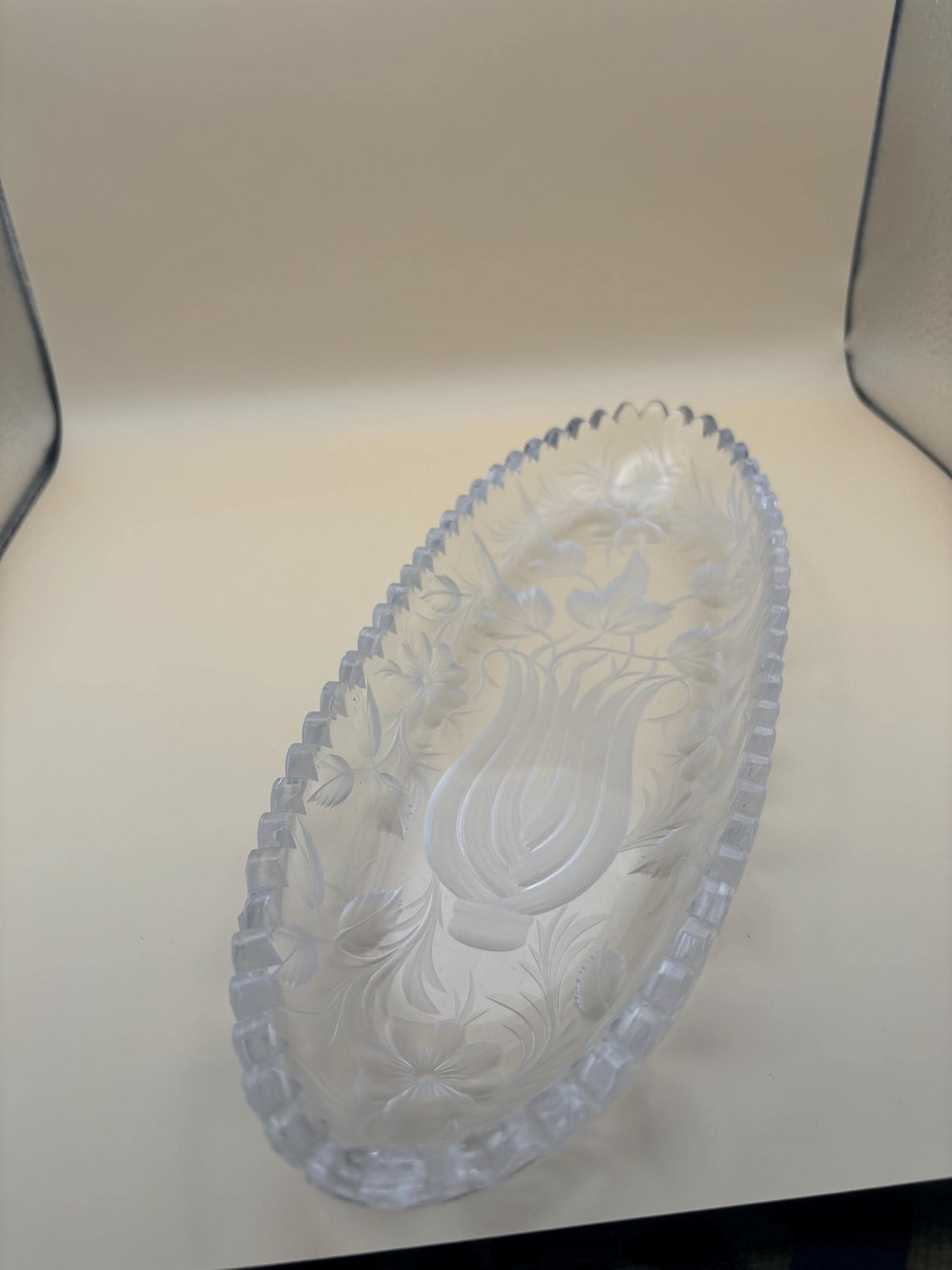 Antique American Brilliant Sawtooth Edge Serving Dish 11 3/4” long