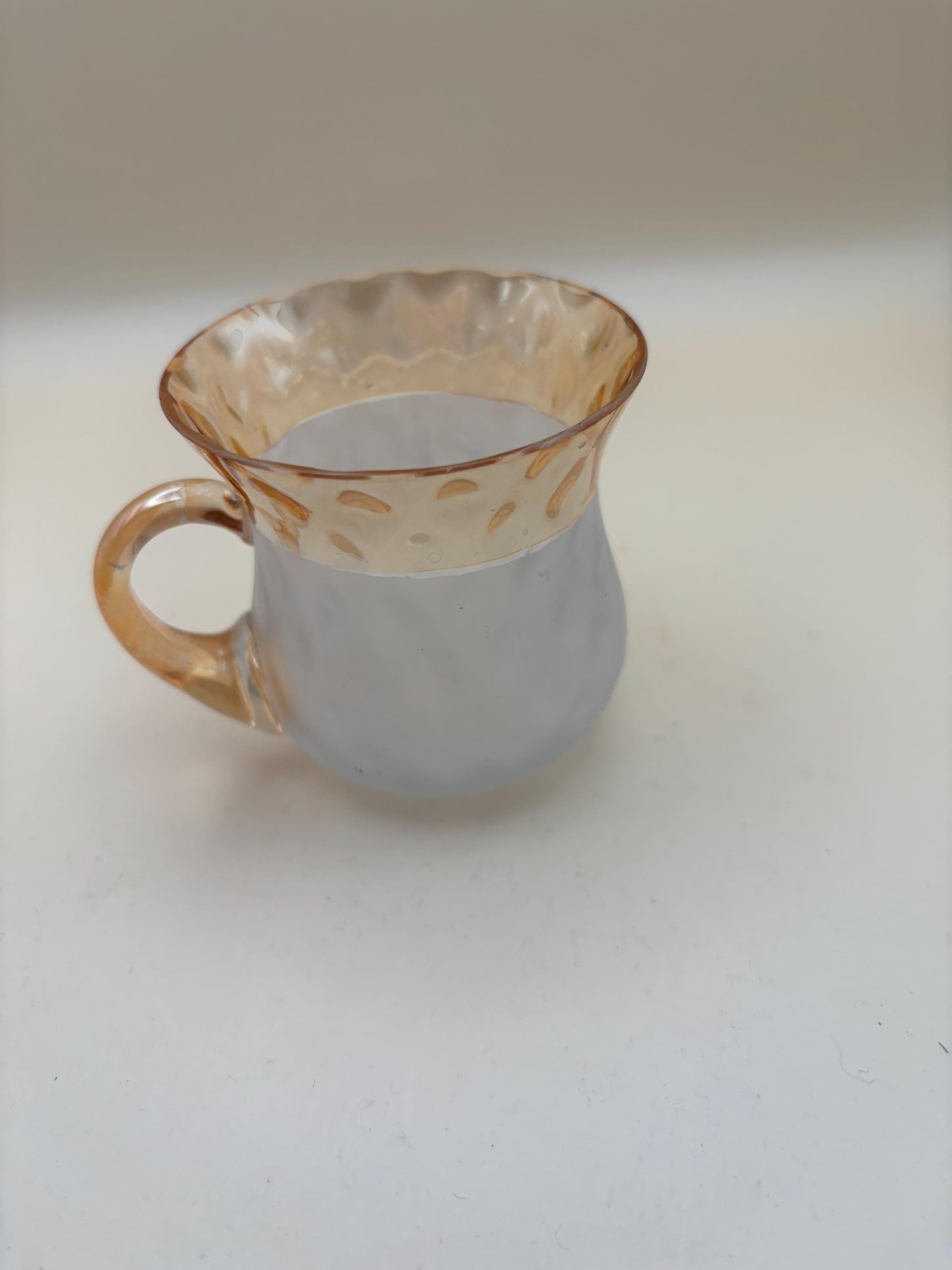 Victorian Pomona Glass Creamer by New England Glass Co Frosted Amber Stained Rim and Handle Lover Antiques and Vintage