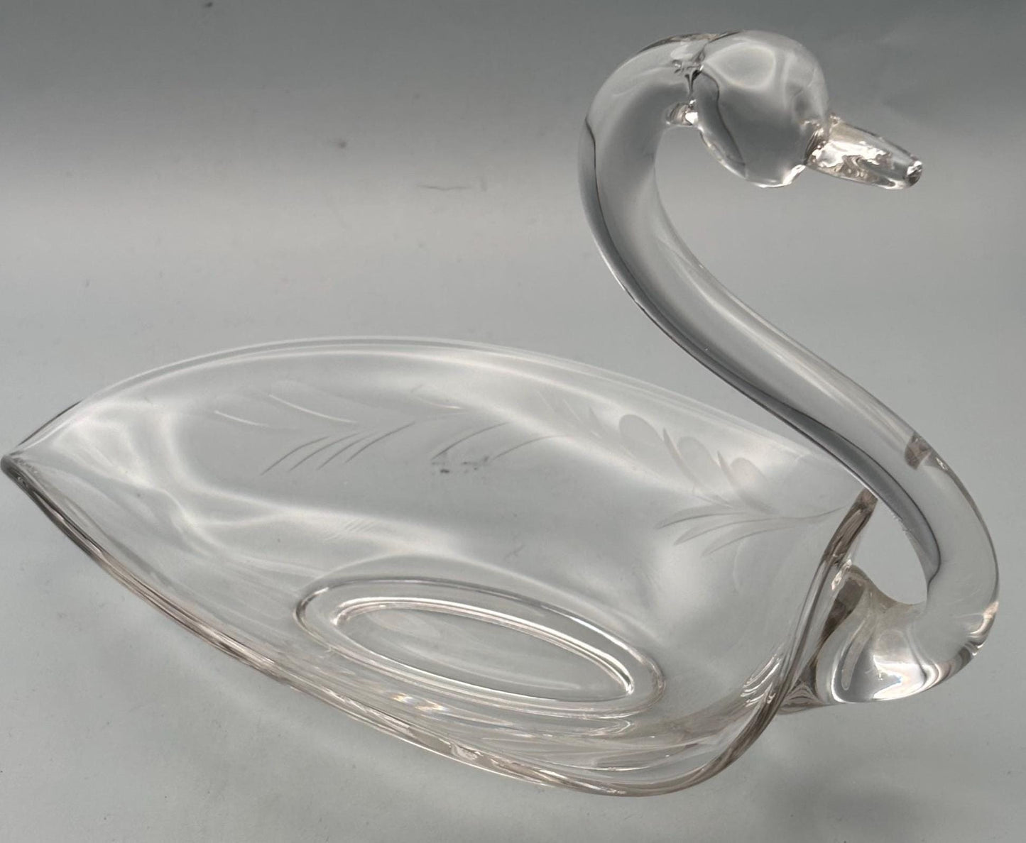 Vintage Swan Candy Dish Large Glass Trinket Bowl Lover Antiques and Vintage