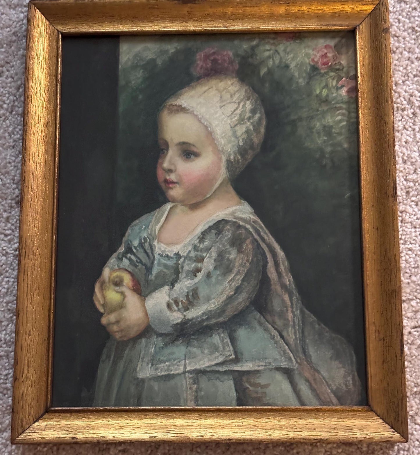 Vintage Baby Stuart Van Dyck Picture with Gold Beautiful Frame Lover Antiques and Vintage