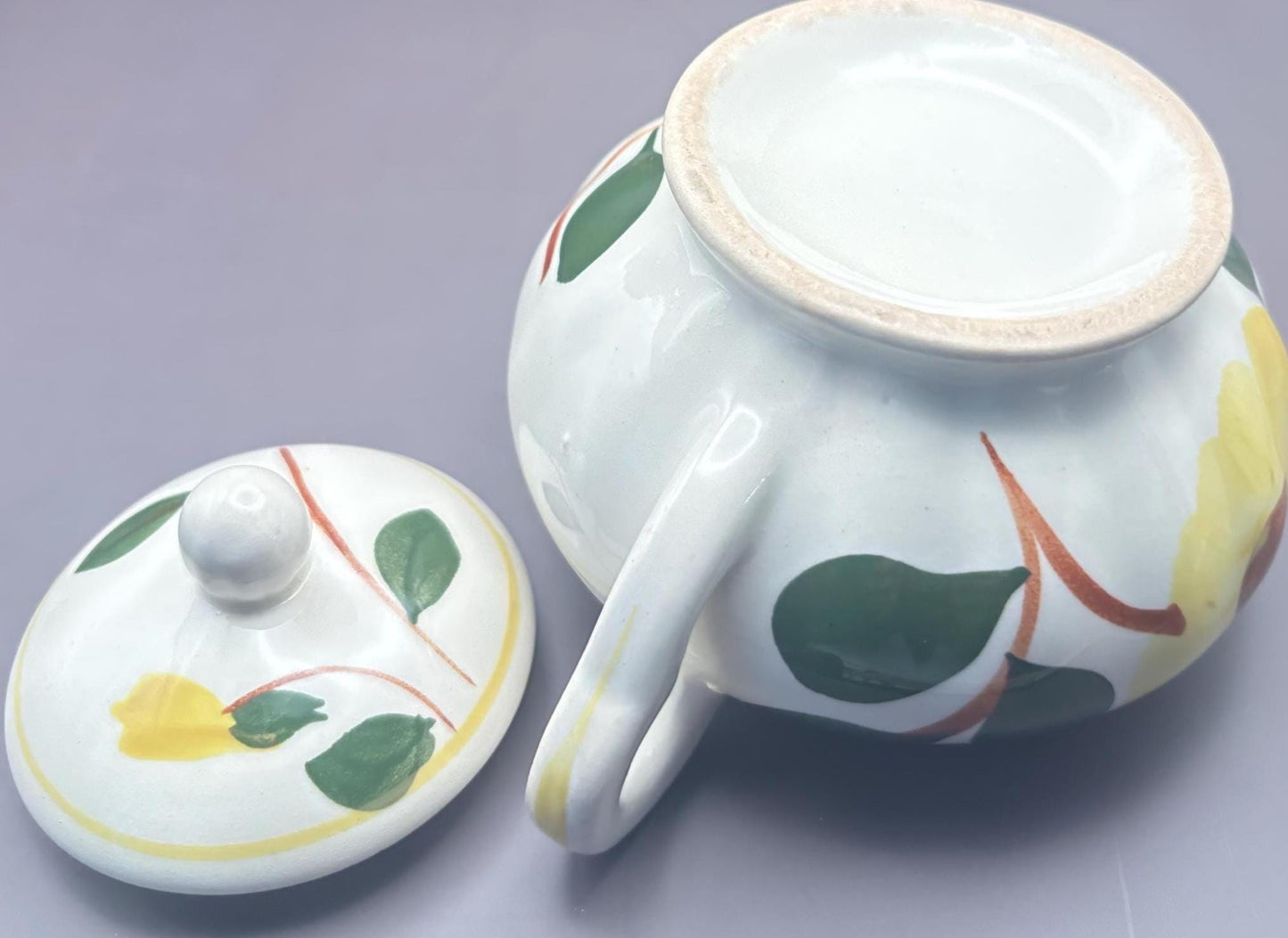Blue Ridge Pottery Sugar Bowl with Lid, Yellow Nocturne Ridge Daisy Floral, Southern Potteries, Lover Antiques and Vintage