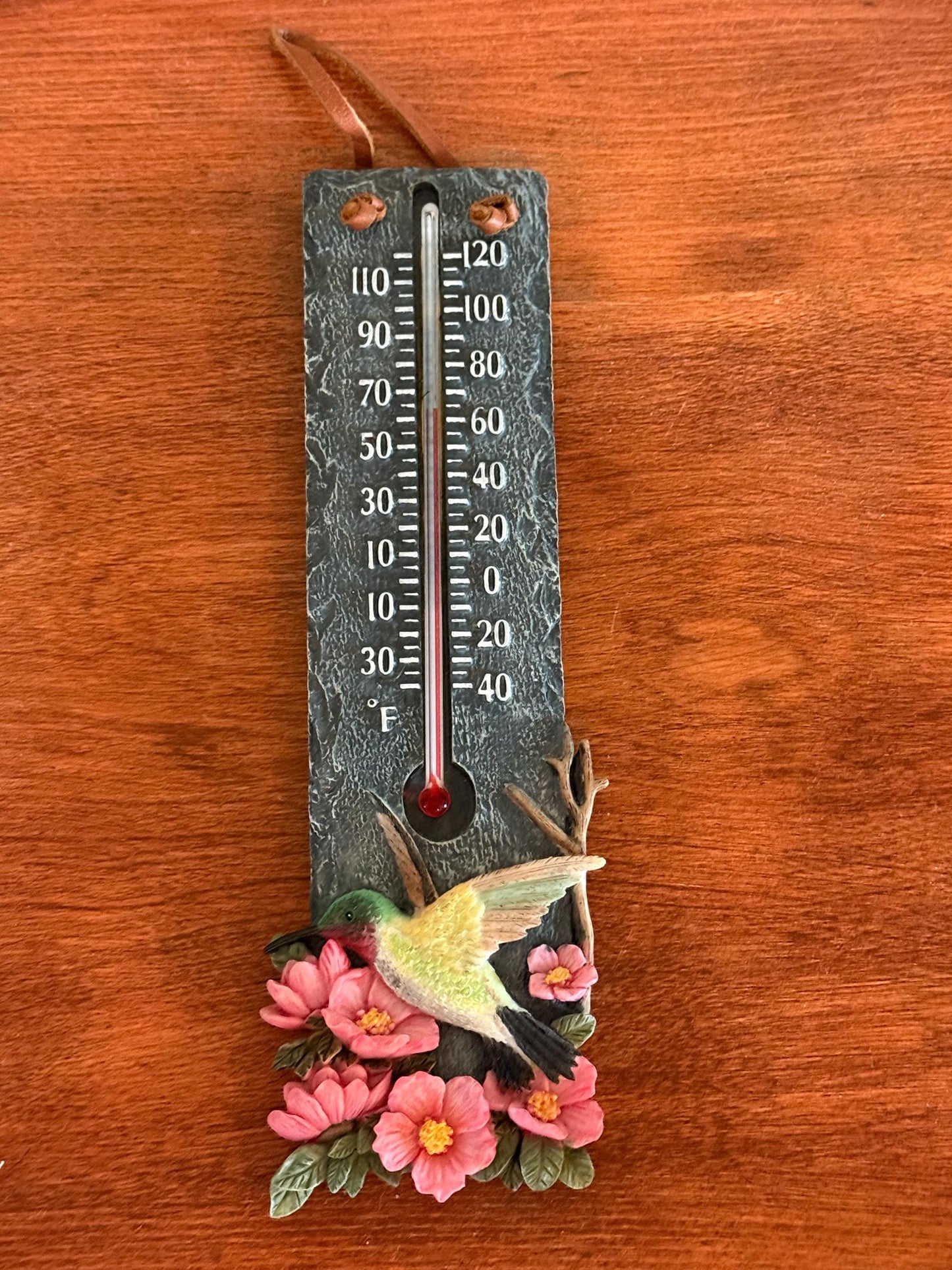 Vintage Hummingbird Thermometer Ceramic and Slate Very Nice Gift Lover Antiques and Vintage