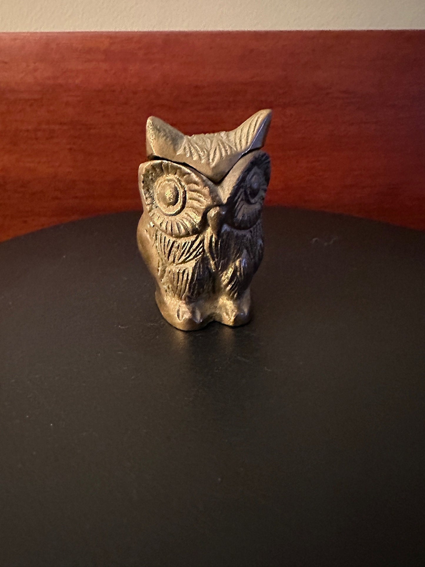 Vintage Brass Owl Trinket Box: Circa 1920s