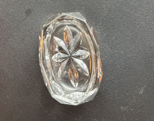 Vintage Clear Cut Glass Oval Dish: Crystal Toothpick Holder
