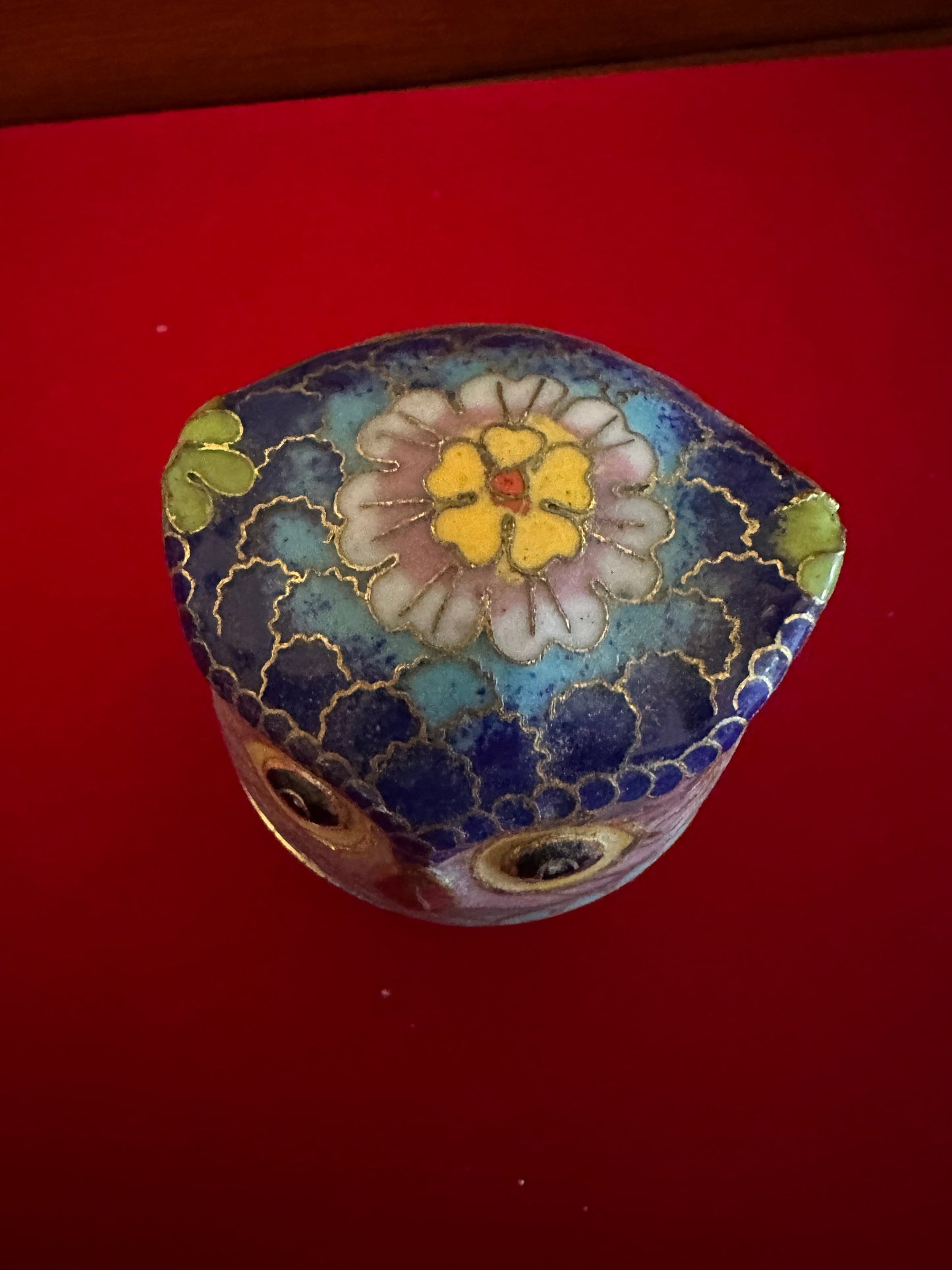 Vintage Cloisonné Enamel Owl Trinket Box: Cobalt Blue & Brass