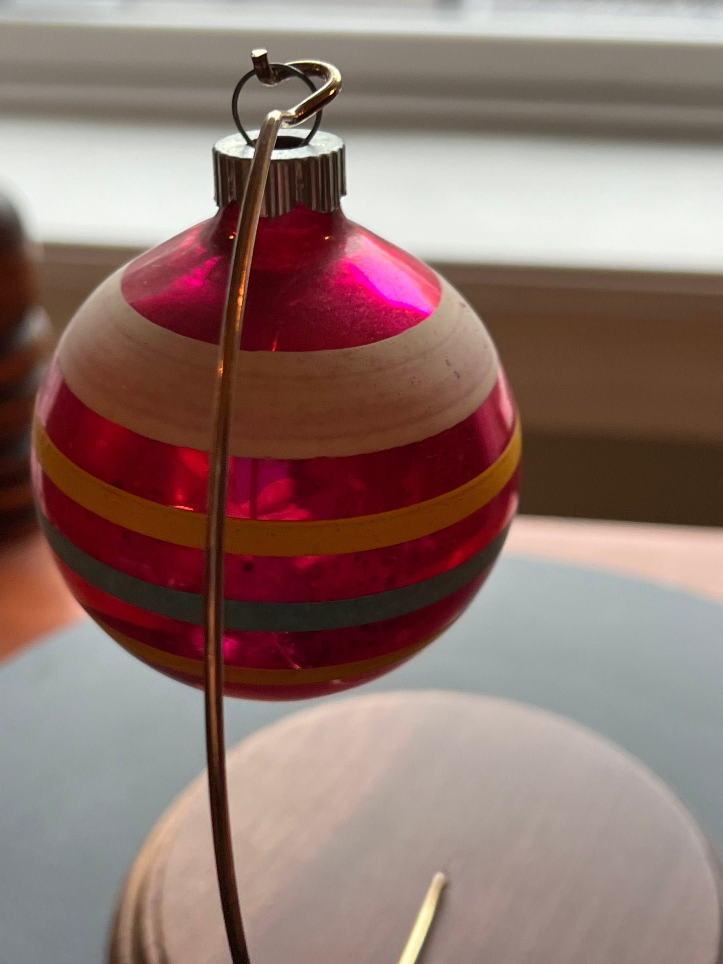 Vintage Shiny Brite Striped Ball Ornament Circle Circa 1940’s Lover Antiques and Vintage