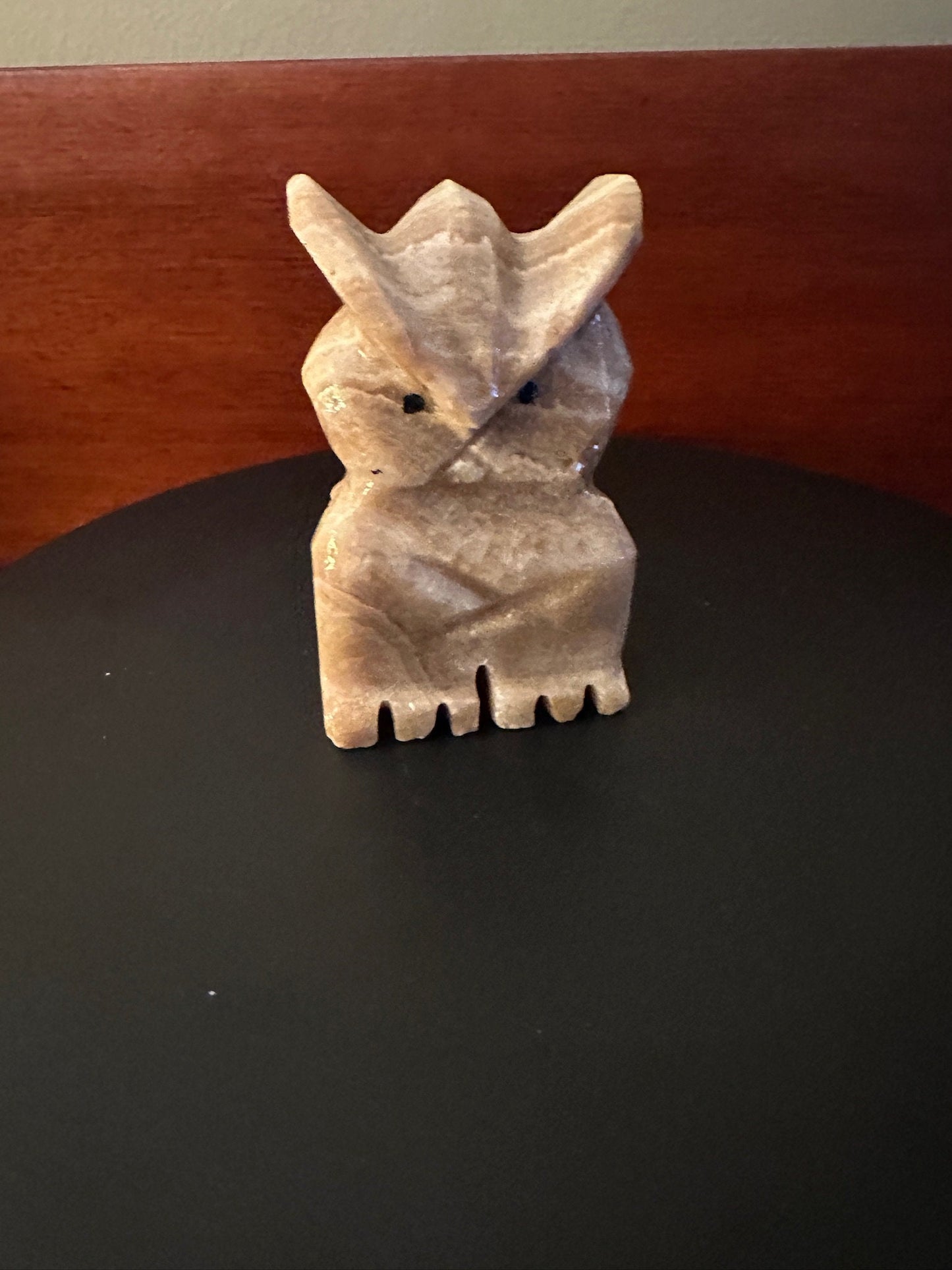 Vintage Alabaster Stone Owl Figure - Made in Italy