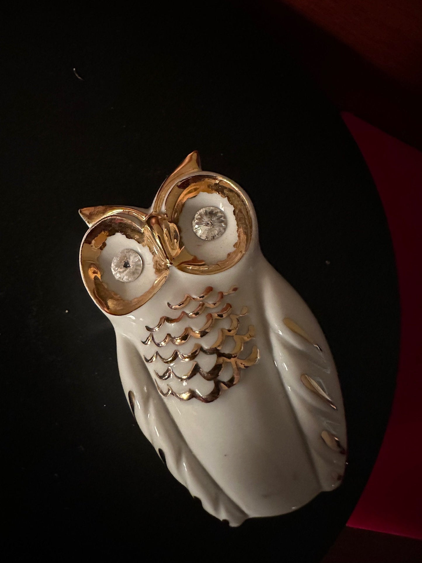 Vintage Capodimonte Porcelain Owl: Limoges, Swarovski Eyes, Made in Italy