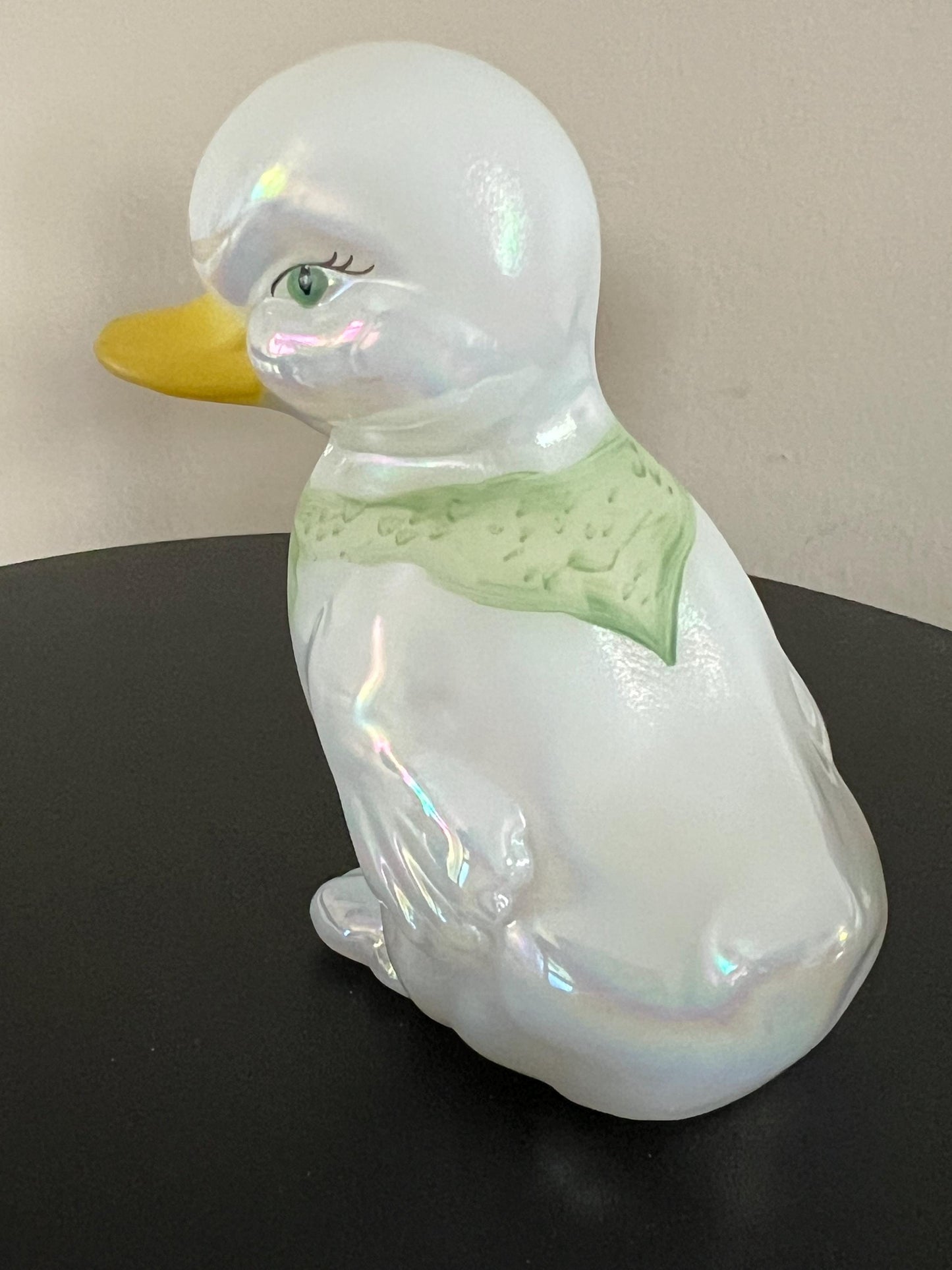 Vintage Fenton Opalescent Glass Duck: Hand-Painted Animal Figurine