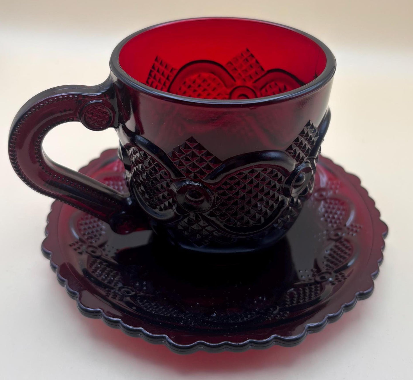 Vintage Avon Goblet Ruby Red Glass Wine Cup Red Glass Lover Antiques and Vintage