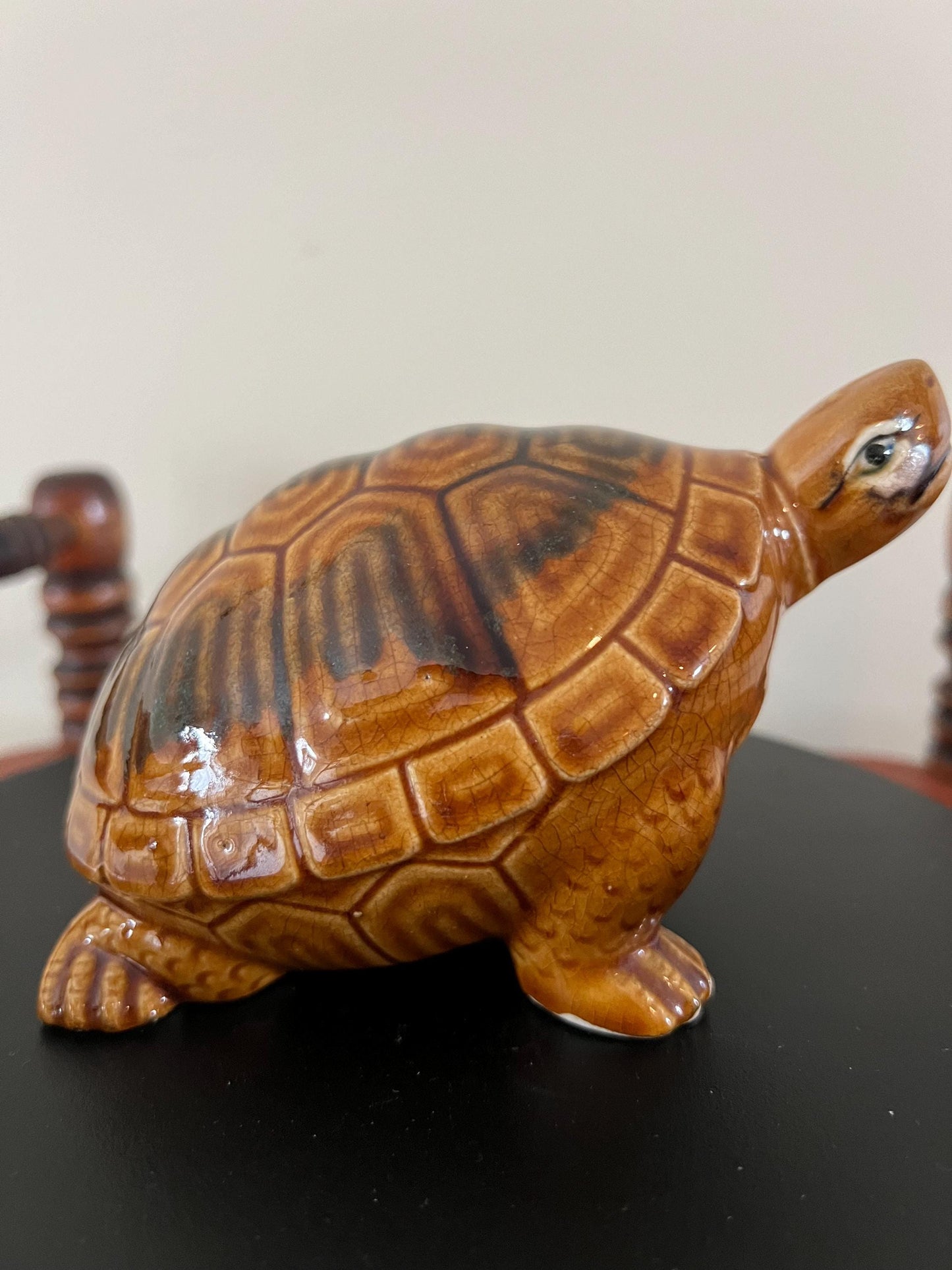 Vintage Brown Ceramic Turtle Figurine - Made in Japan