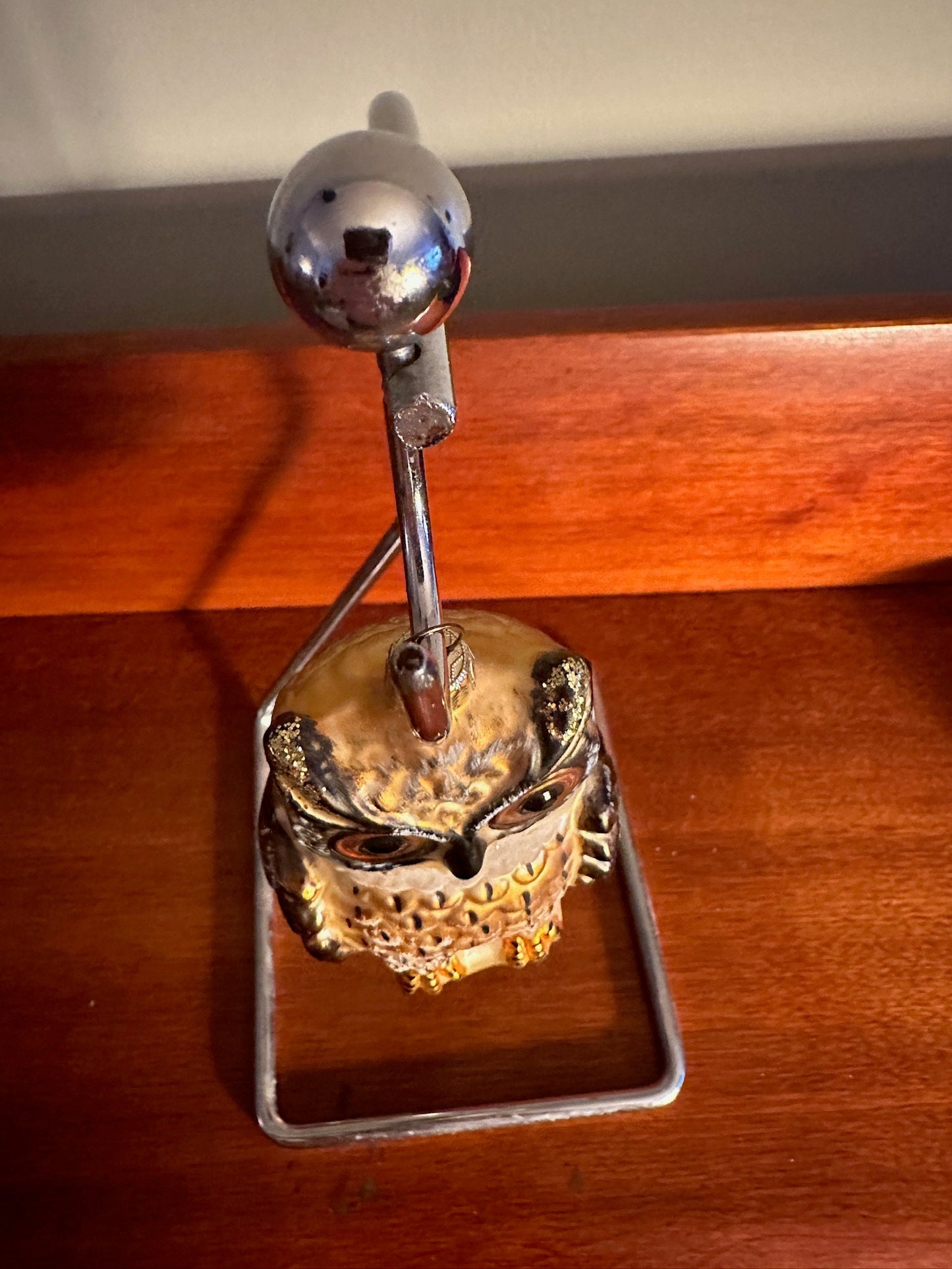 Vintage Brown Glass Owl Ornament - Made in Poland