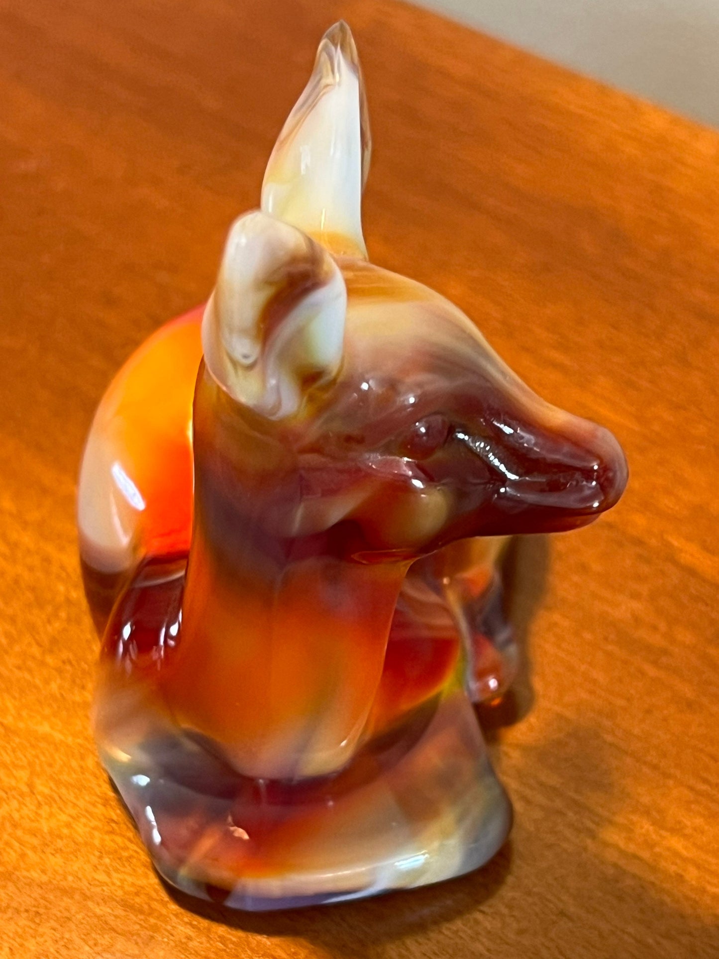 Vintage Fenton Fawn Deer Ruby Marble 1984 Special Order Satin Glass Art Glows Under Black Light Lover Antiques and Vintage