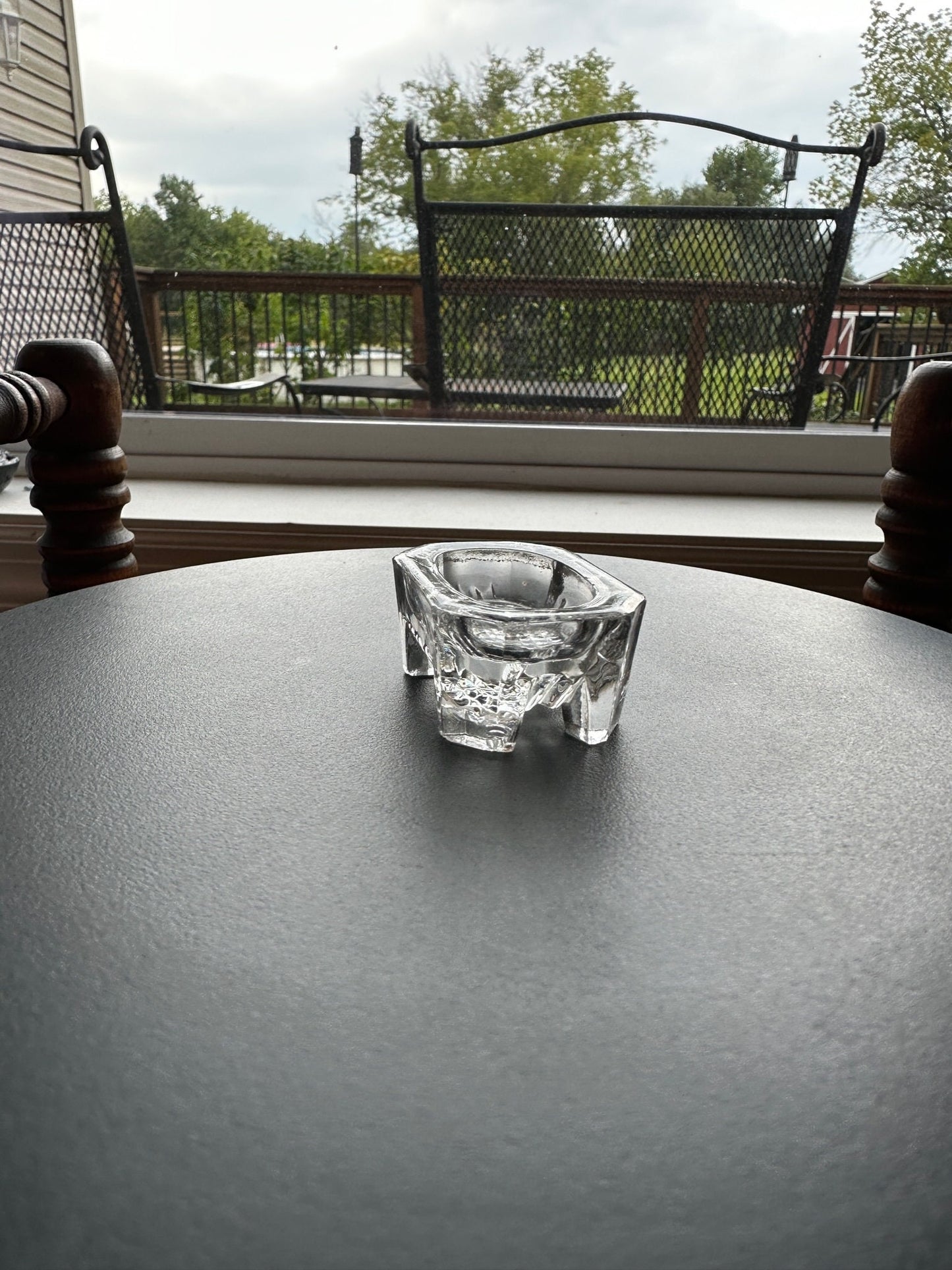 Vintage Clear Cut Glass Footed Dish: Rectangular Toothpick Holder