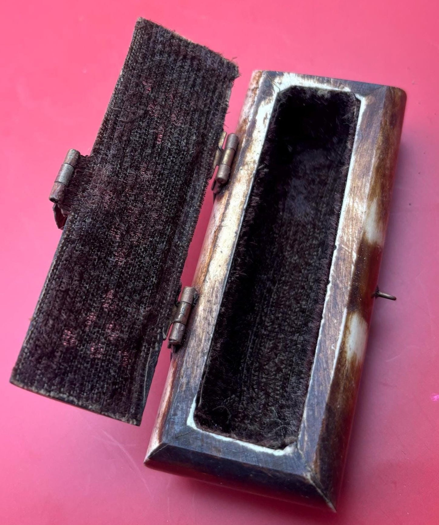 Vintage Camel Bone and Brass Trinket Box with Owl Hinges