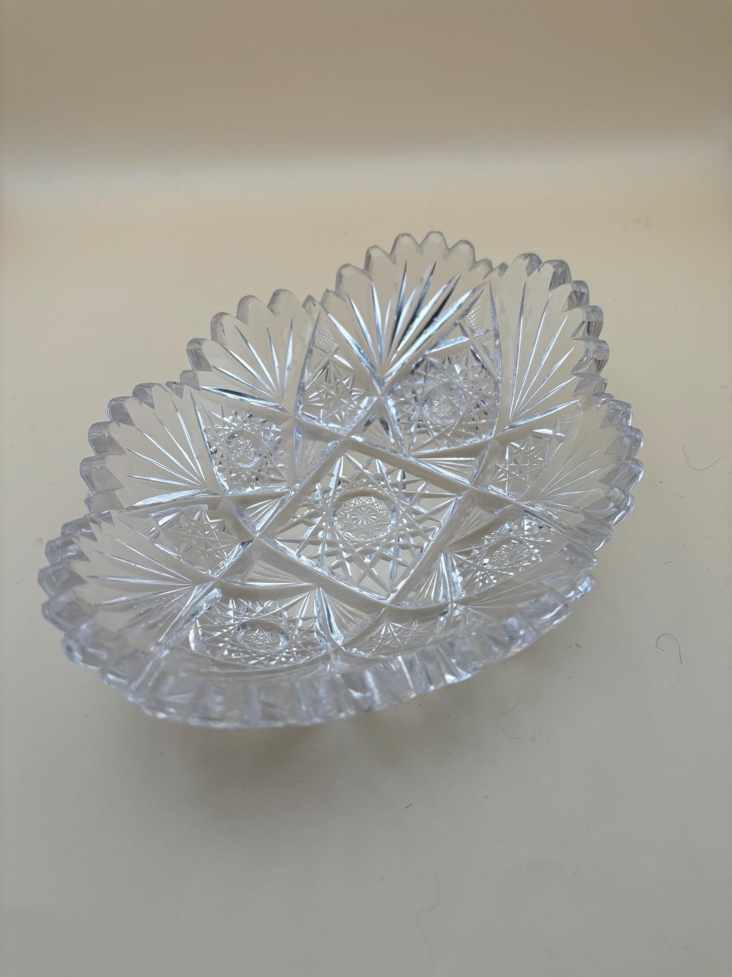 Antique American Brilliant Sawtooth Glass Candy Dish Crystal Glass Trinket Glass Nut Container Lover Antiques and Vintage