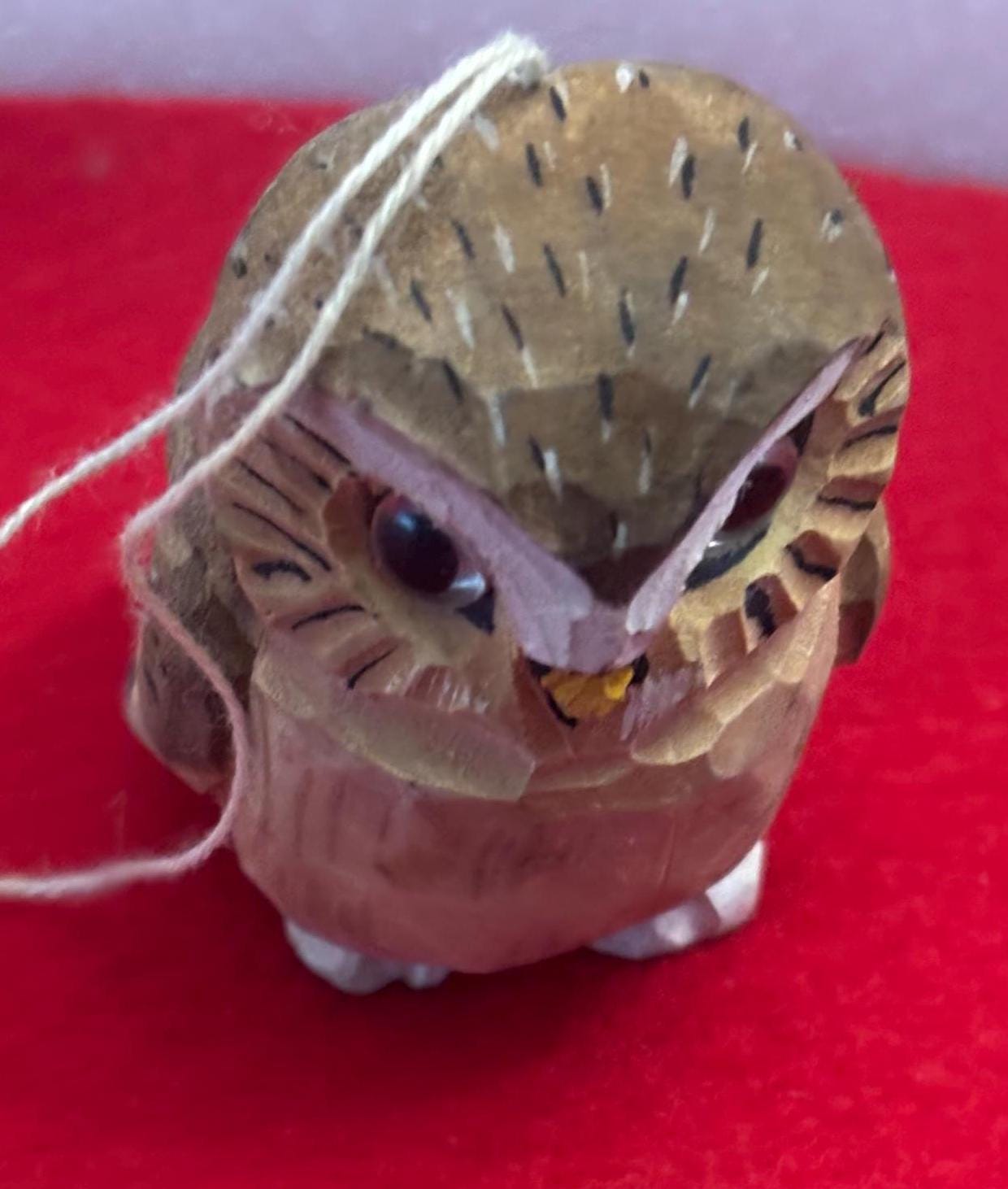 Vintage Hand Carved and Hand Painted Owl Figurine Ornament Lover Antiques and Vintage