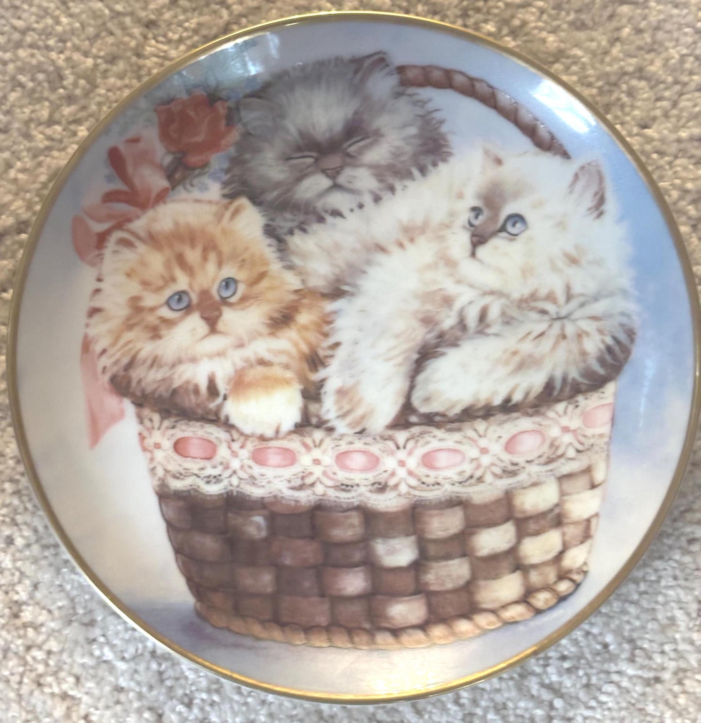Franklin Mint Three Little Kittens Plate, Cat Collection #B1081, Lover Antiques and Vintage