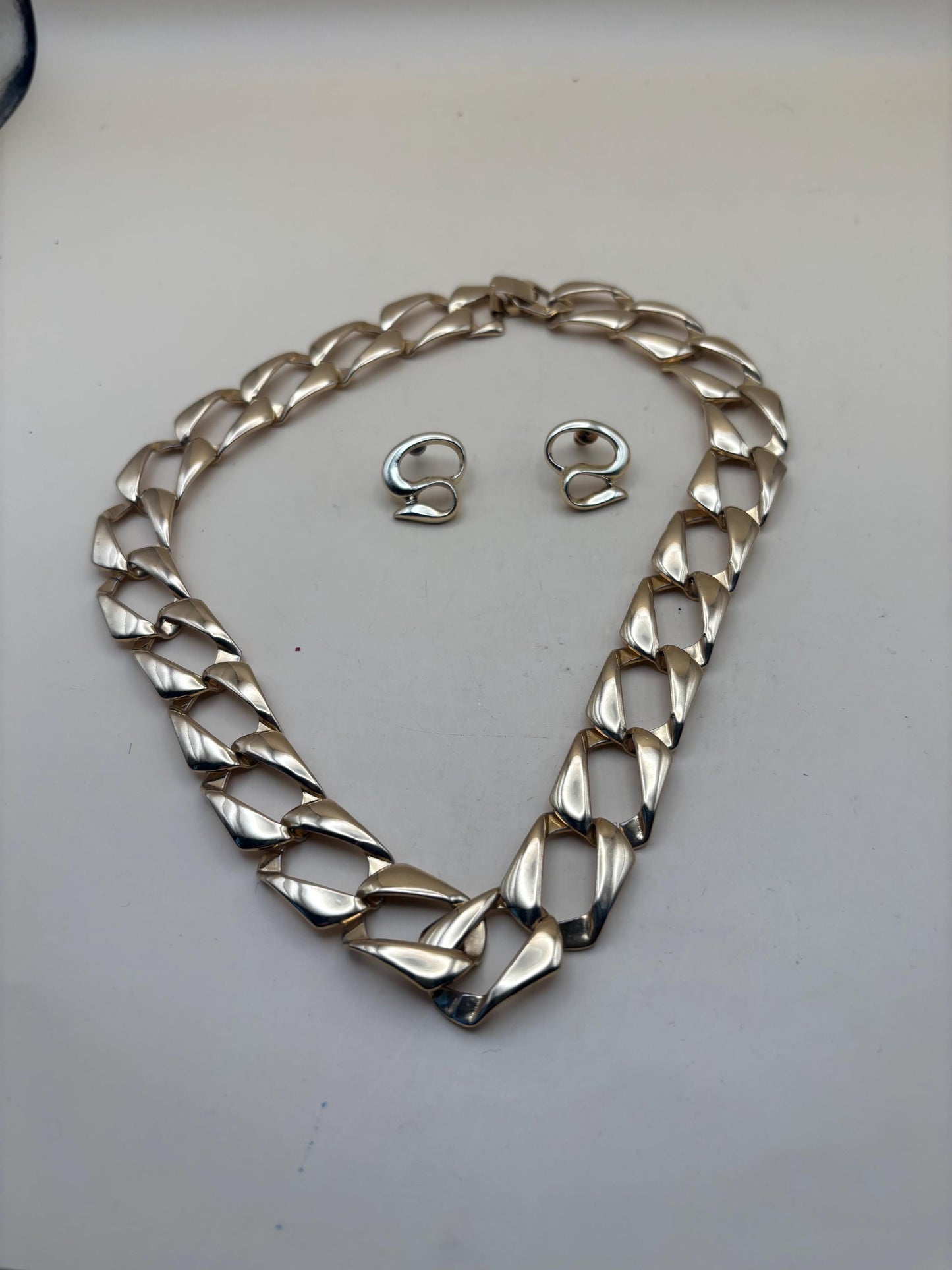 Vintage Chain Link Necklace and Matching Earrings Lover Antiques and Vintage