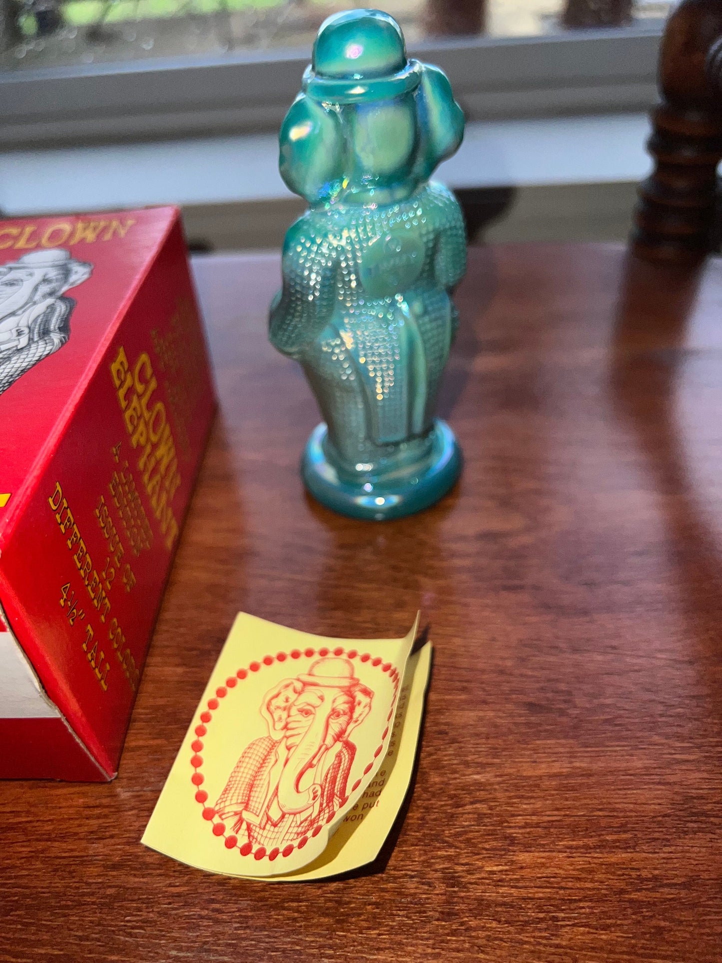 Vintage Green Elephant Clown Timmy Summit Art Trunk Up Sculpture Art Glass Figurine elephants artwork signed Russ Vogelsong Lover Antiques