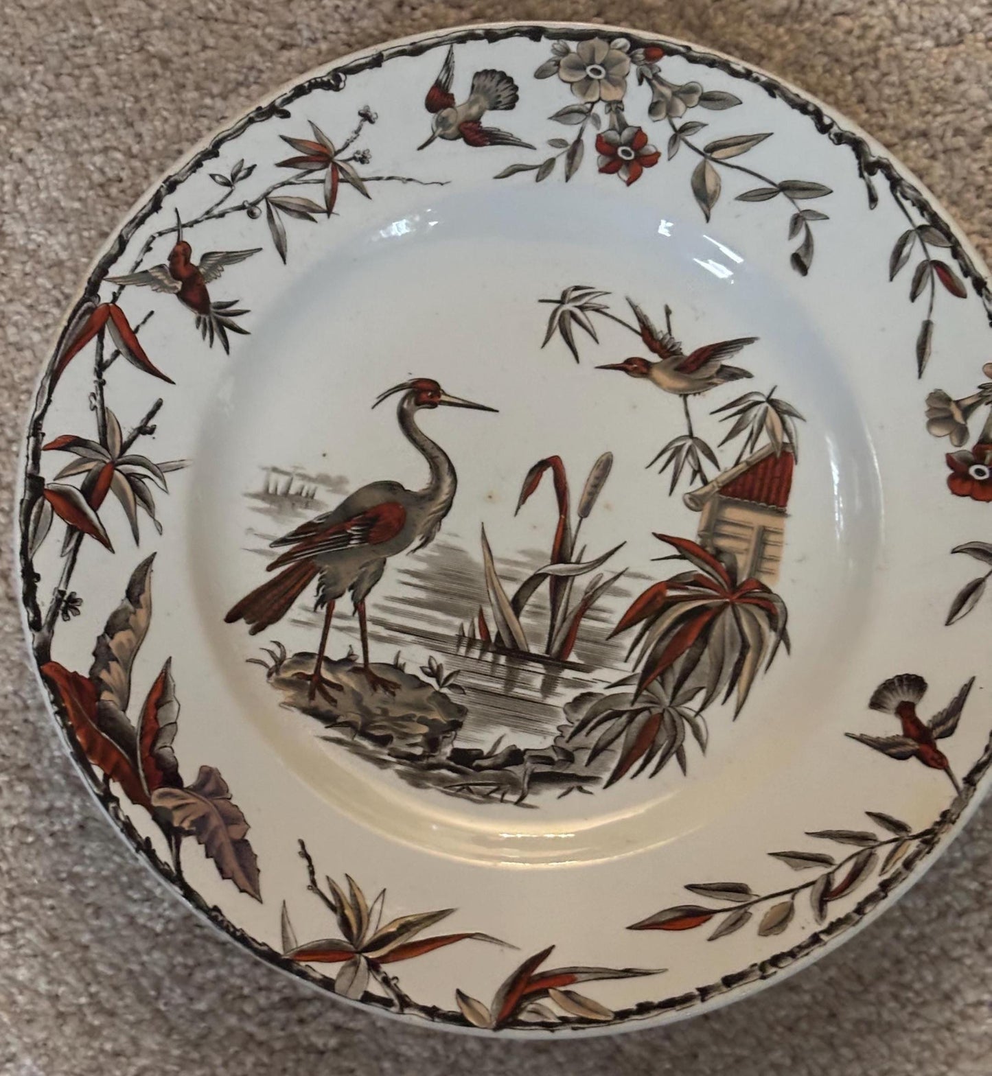 Antique Ridgeway Pottery INDUS Hand Painted Platter Flowers Large Dinner Plate RARE Lover Antiques and Vintage