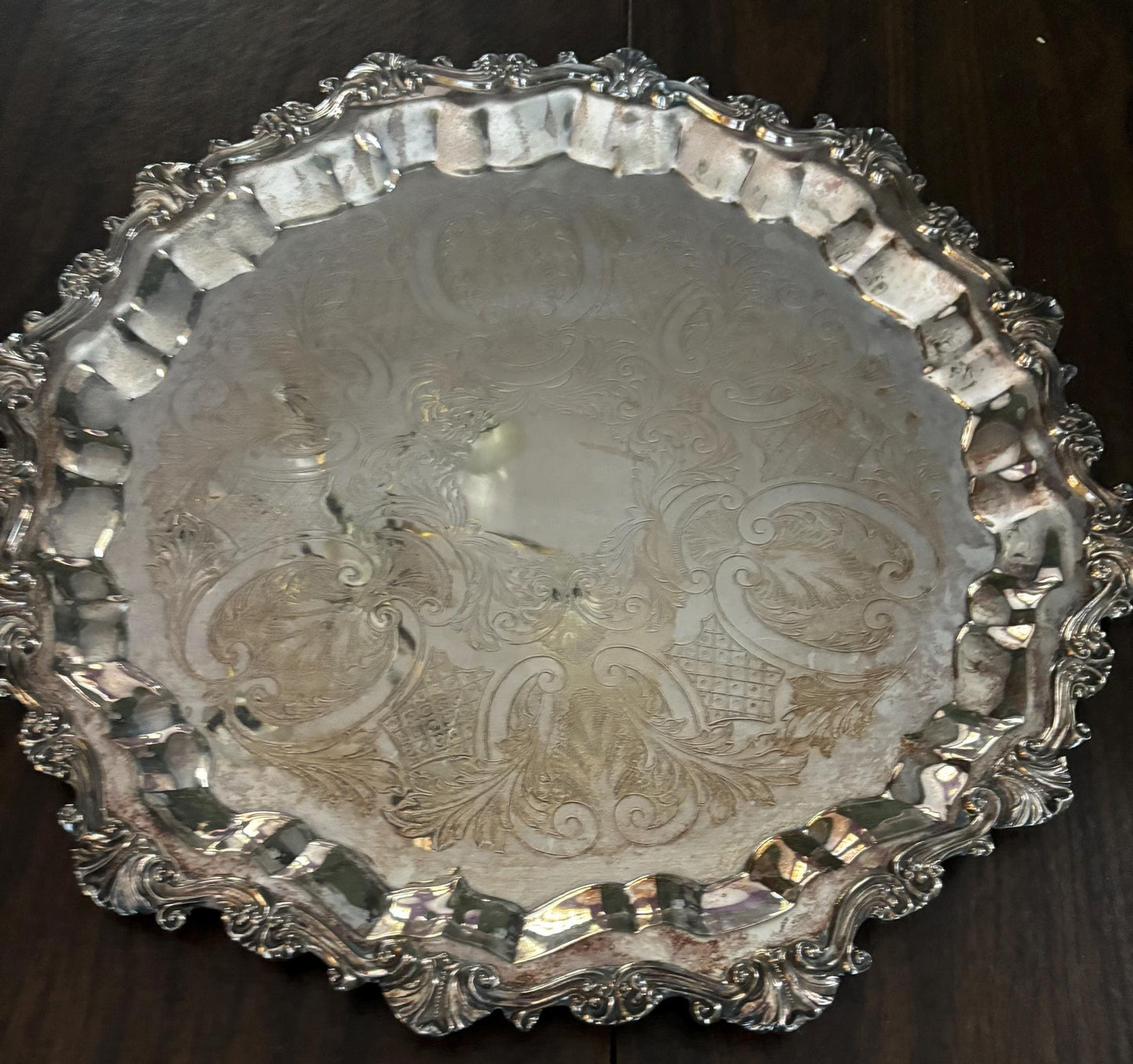 Antique Sheridan Silver Plate on Copper Large Platter Numbered 3 Lover Antiques and Vintage