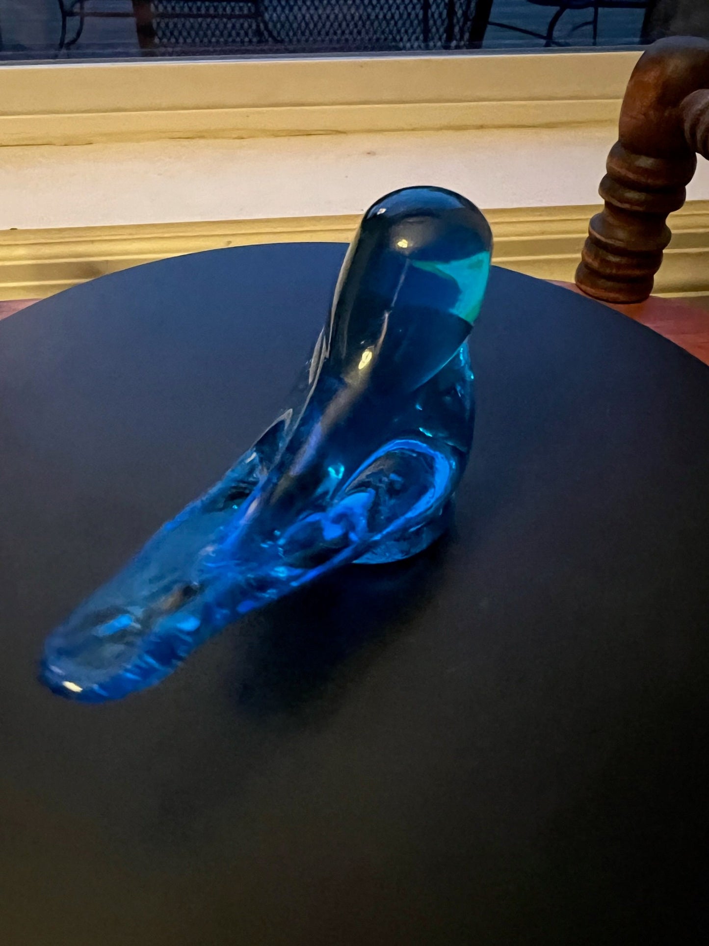 Vintage Blue Glass Bluebirds of Happiness - Leo Ward Signed Art Glass 1989