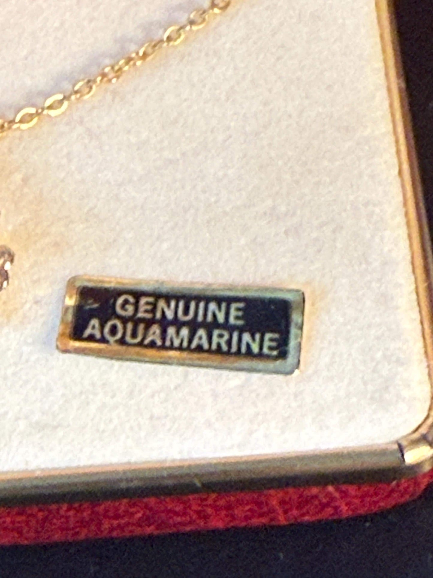 Genuine Aquamarine Shamrock Necklace Gold 9.25 Inch Chain Elegant Clover Pendant Gift