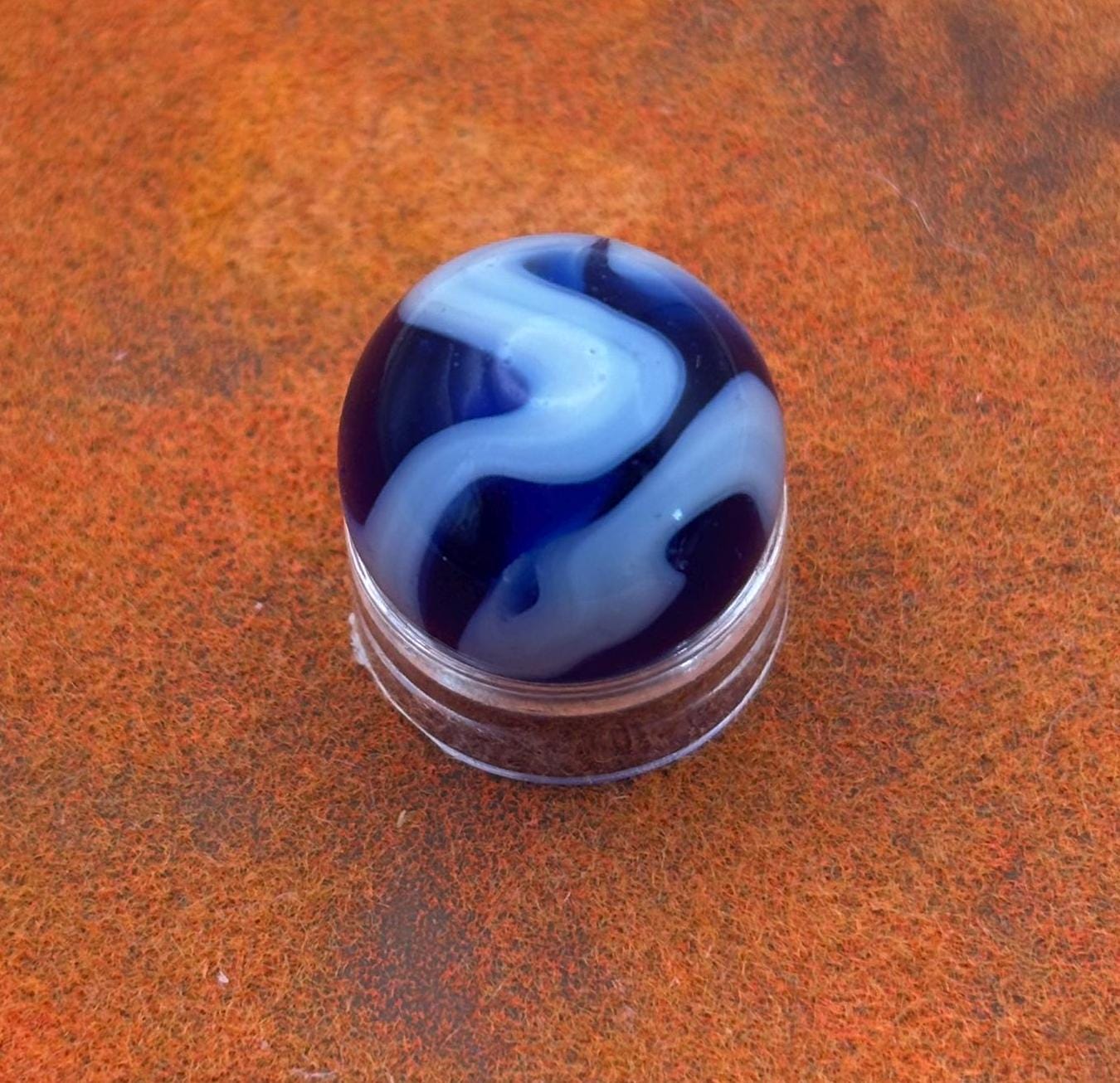 Vintage Cobalt Blue & White West Virginia Swirl Glass Marble Lover Antiques and Vintage