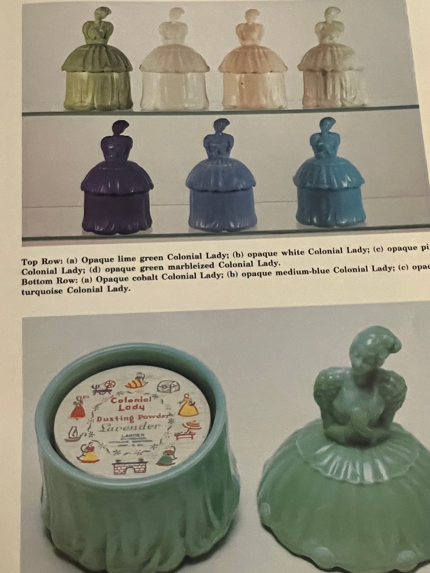 Bedroom & Bathroom Glassware of the Depression Years Fenton Cambridge Akro Agate Powder Jars Book Guide Lover Antiques and Vintage