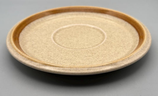 Vintage Mikasa Saucer Plate Stone Manor Stoneware F5800 Tan Speckle With Brown Trim Lover Antiques and Vintage